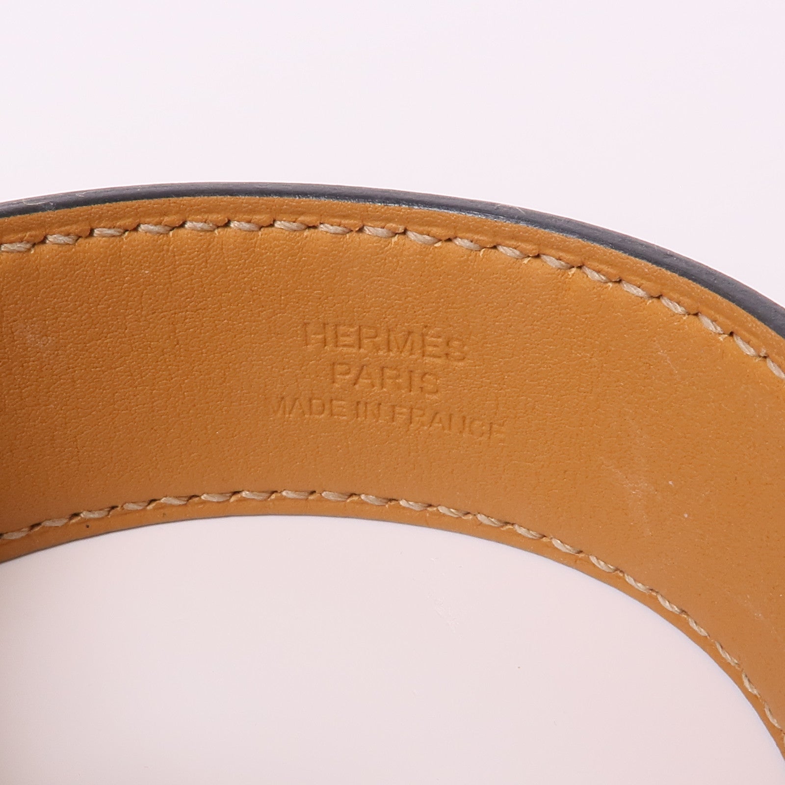 HERMES Epsom皮革/金屬Collier De Chien 24手鐲89 Noir