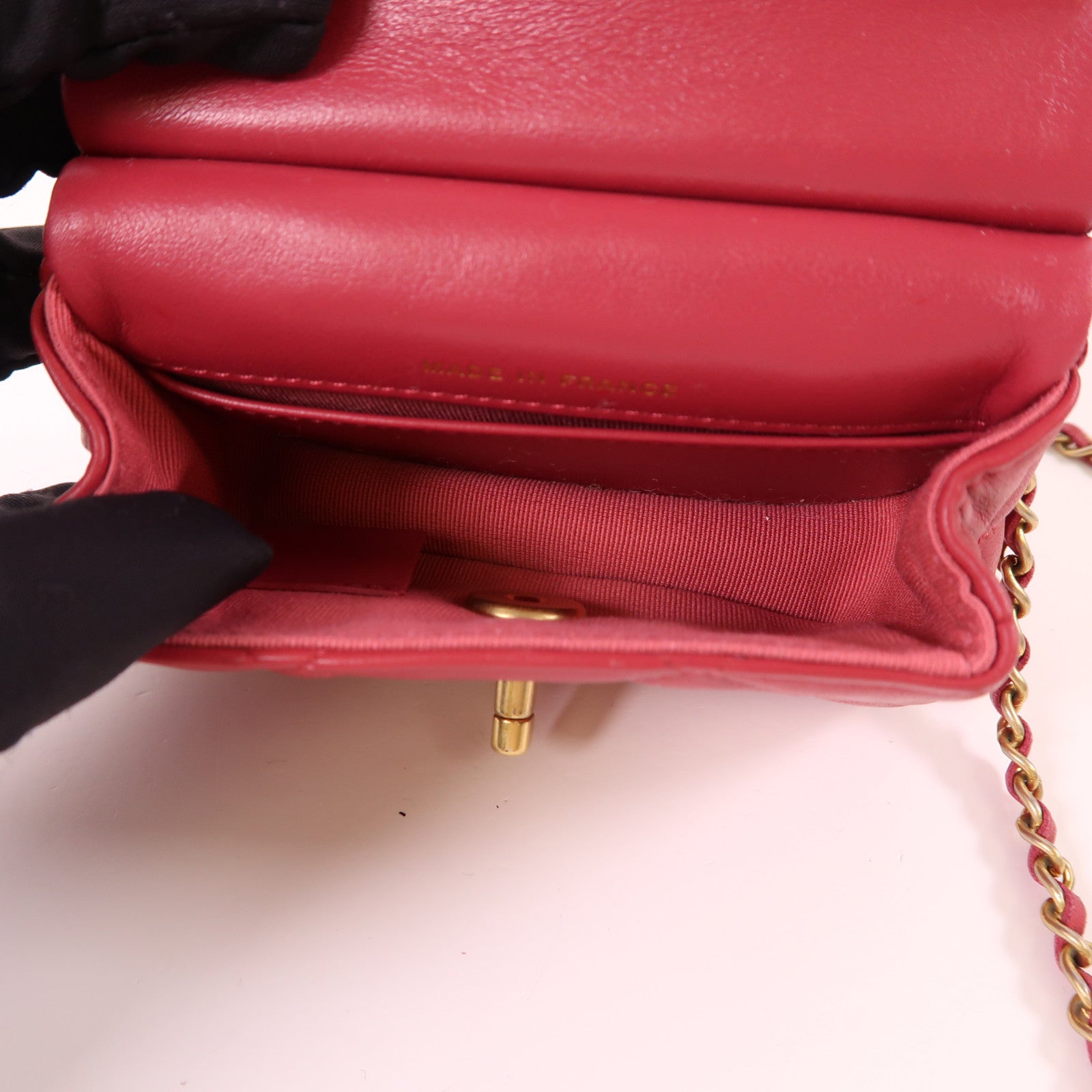 CHANEL 羊皮皮革Mini Top Handle金扣手挽肩背兩用袋