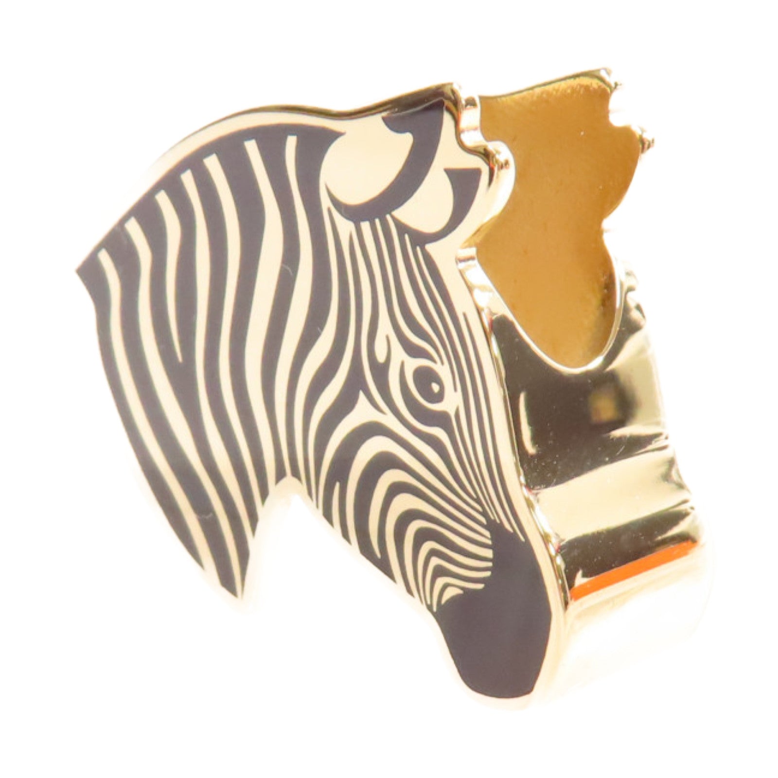 HERMES 金屬Zebra Scarf Ring 90絲巾扣金色/黑色
