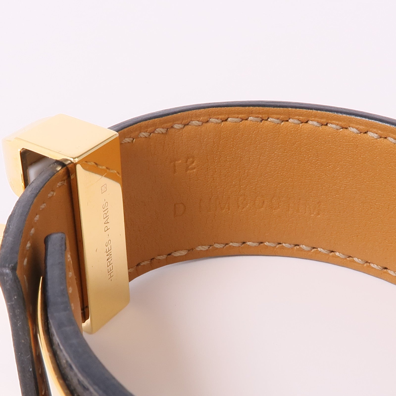 HERMES Epsom皮革/金屬Collier De Chien 24手鐲89 Noir