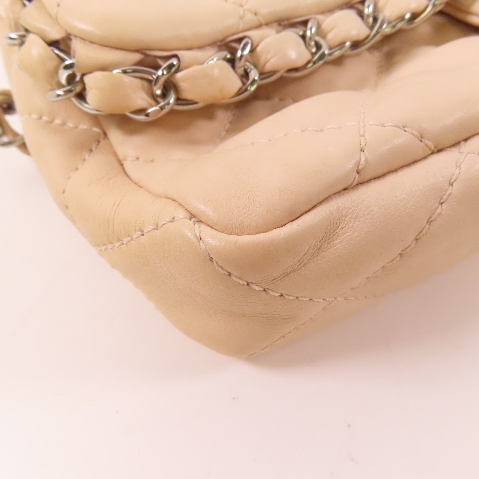 CHANEL 牛皮皮革Chain Shoulder銀扣鏈帶肩背袋