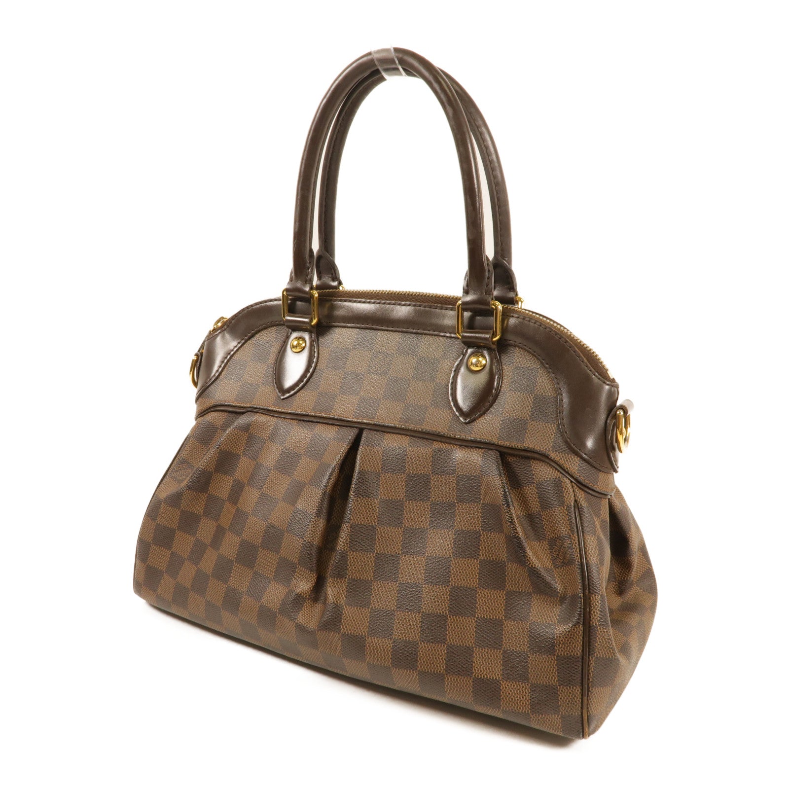 LOUIS VUITTON Damier Trevi金扣手挽肩背兩用袋棕色
