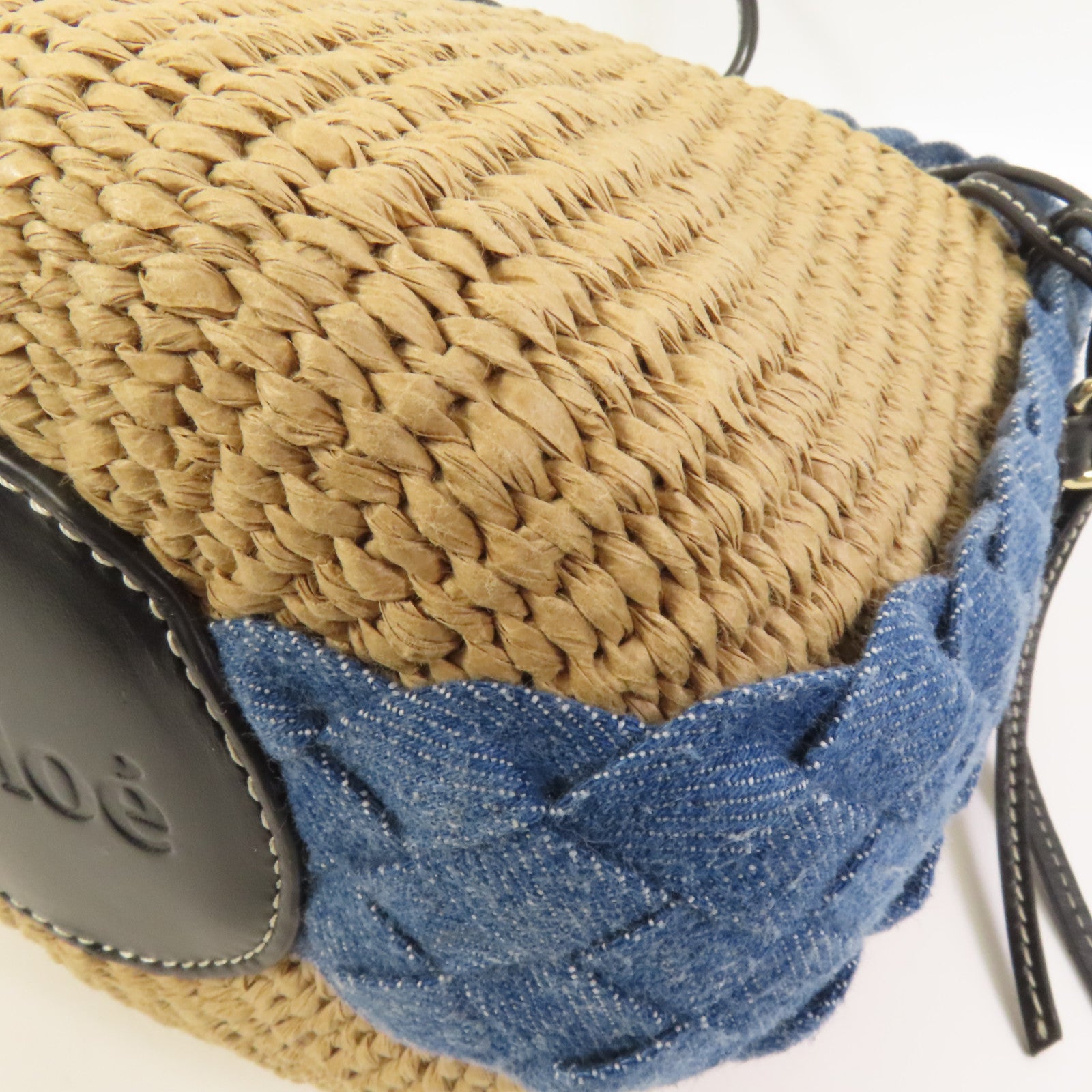 Chloe Raffia Denim Woody Small Basket Bag手挽肩背兩用袋
