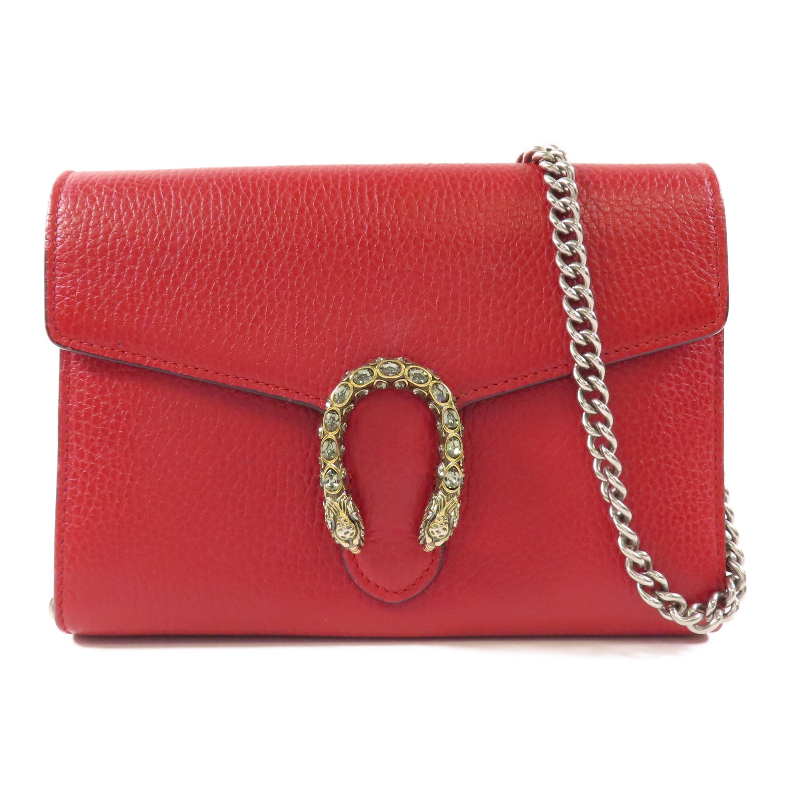 GUCCI GG Dionysus GG Supreme Chain Wallet Shoulder Bag 401231 Calfskin Red