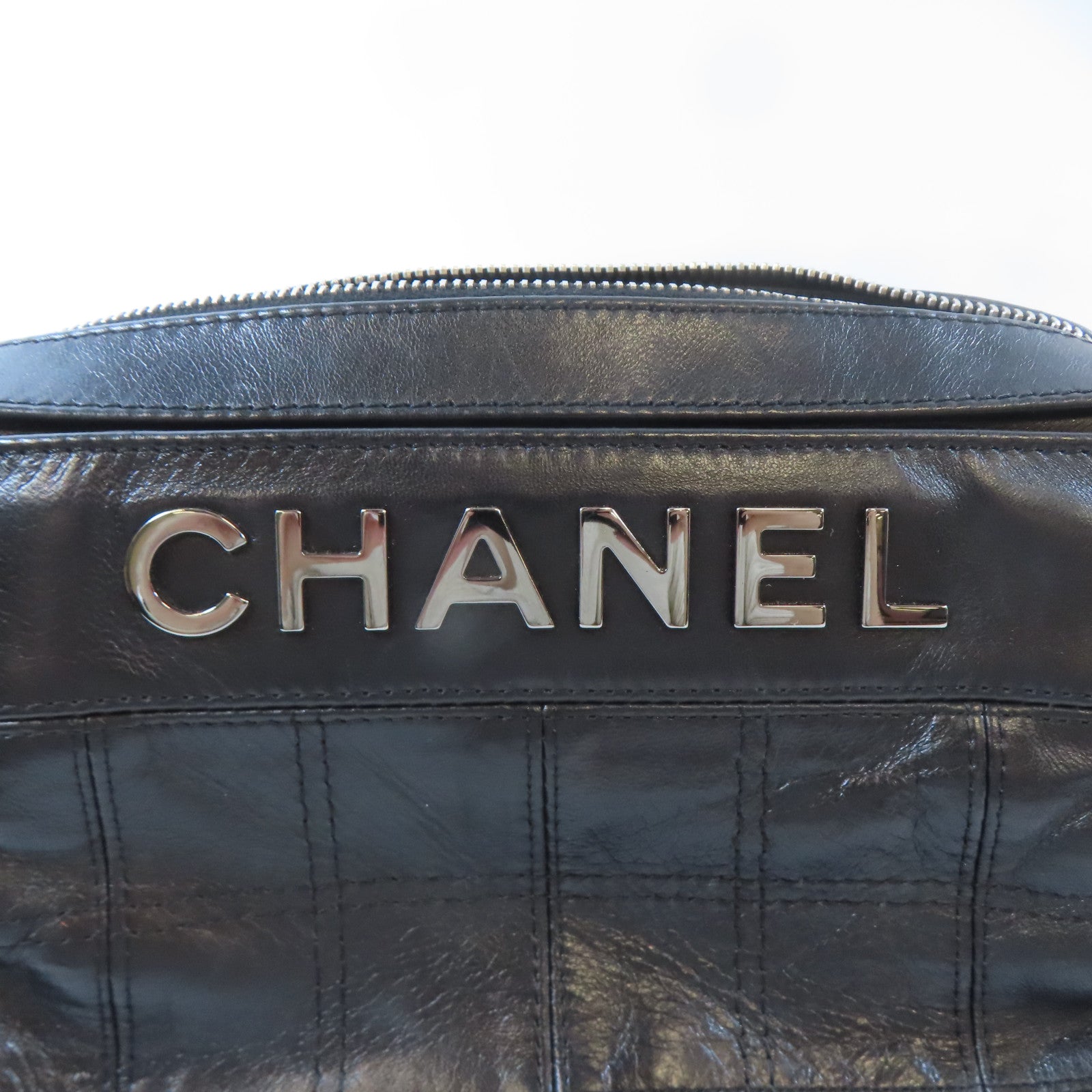 CHANEL 牛皮皮革Shoulder Bag銀扣鏈帶肩背袋黑色