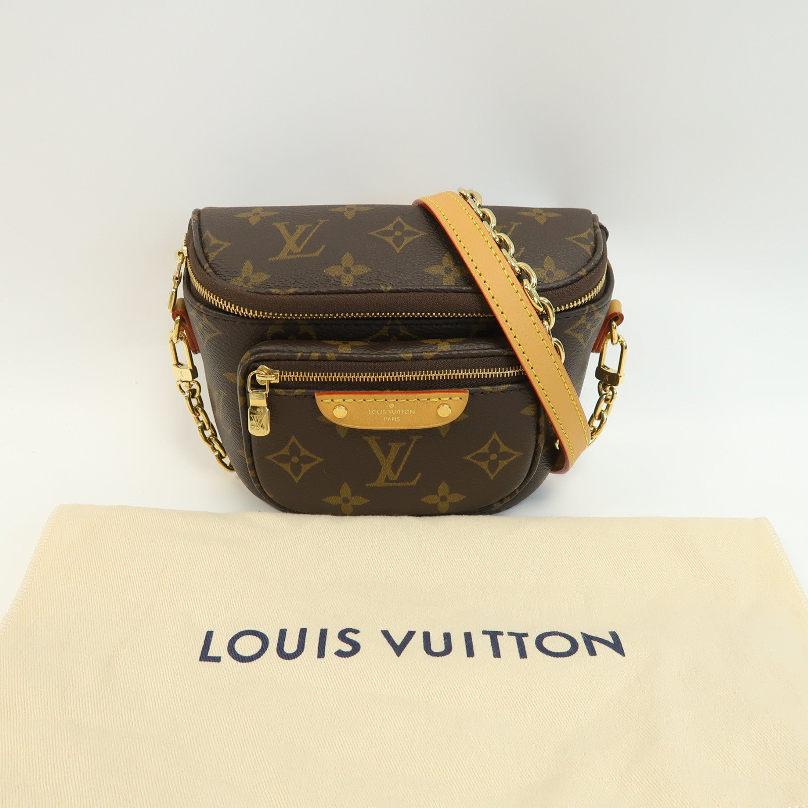 LOUIS VUITTON Monogram Mini Bumbag金扣手挽肩背兩用袋啡色
