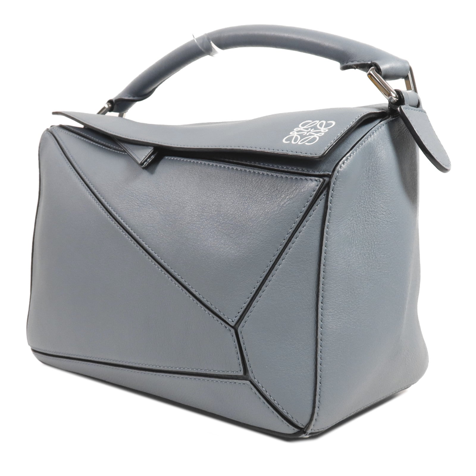 LOEWE 牛皮皮革Puzzle Medium銀扣手挽肩背兩用袋