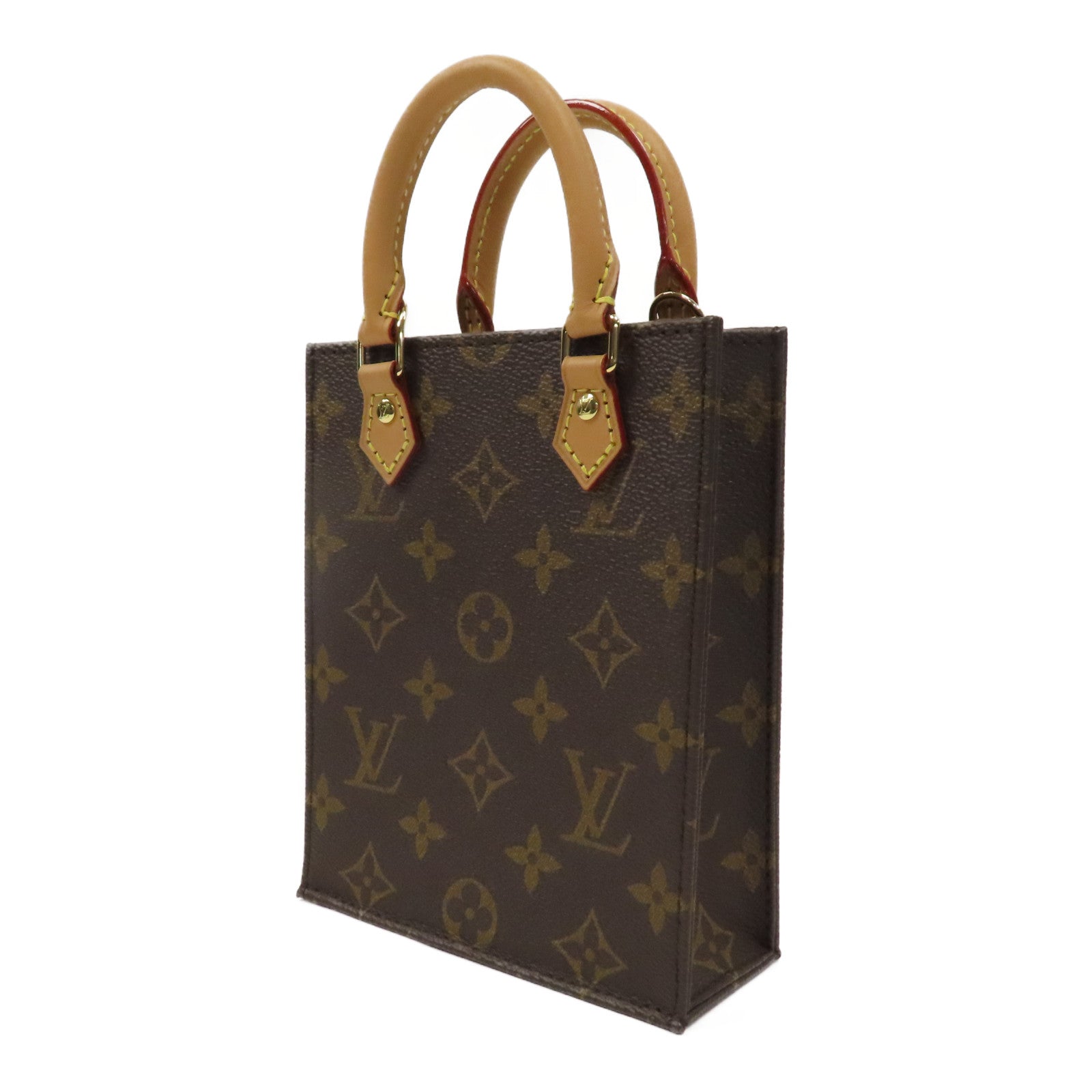 LOUIS VUITTON 【激減優惠】Monogram Petit Sac Plat 2 Way Shoulder金扣手挽肩背兩用袋啡色
