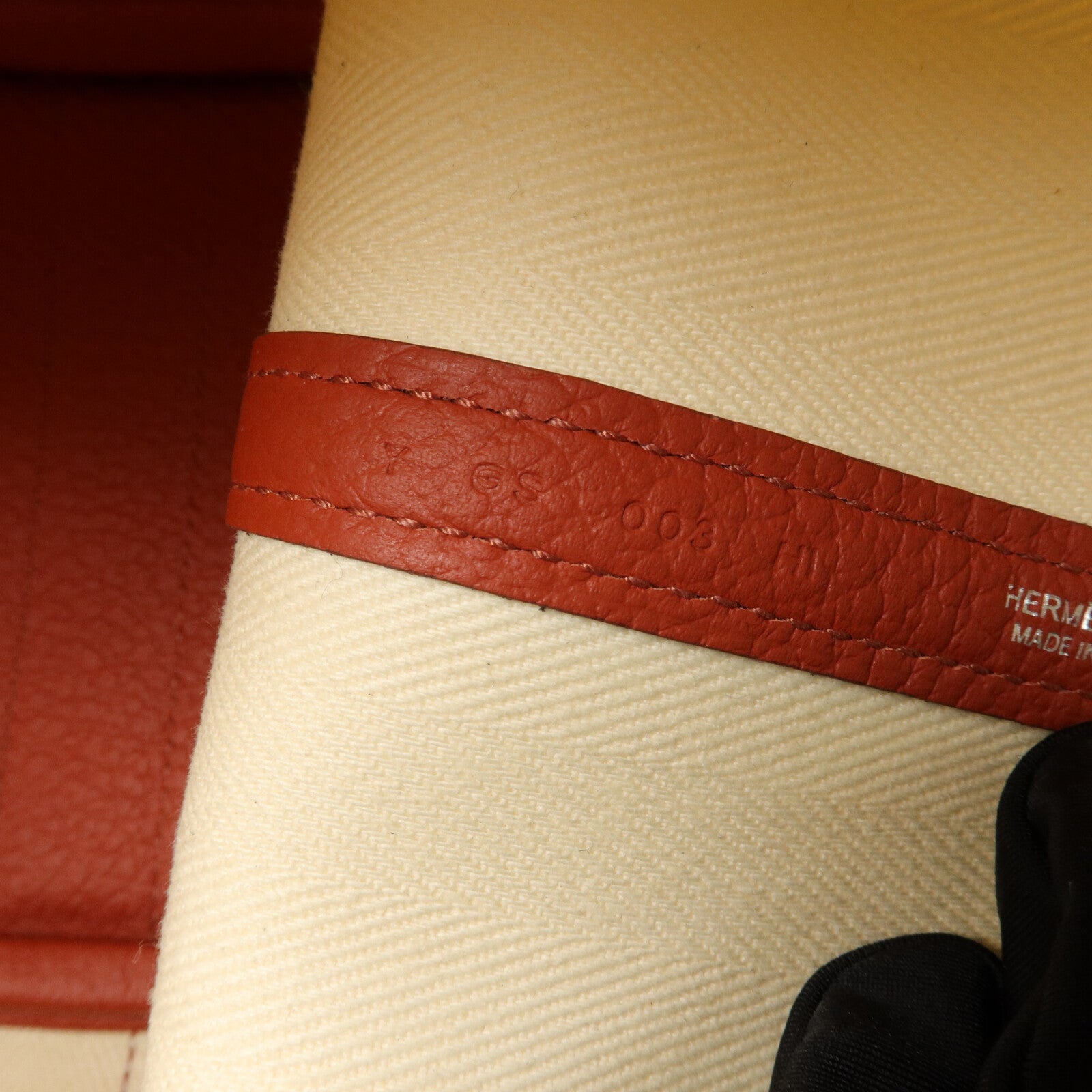 HERMES ToileChevron/Country皮革Garden Party TPM手挽袋Rouge Duchesse/Nata