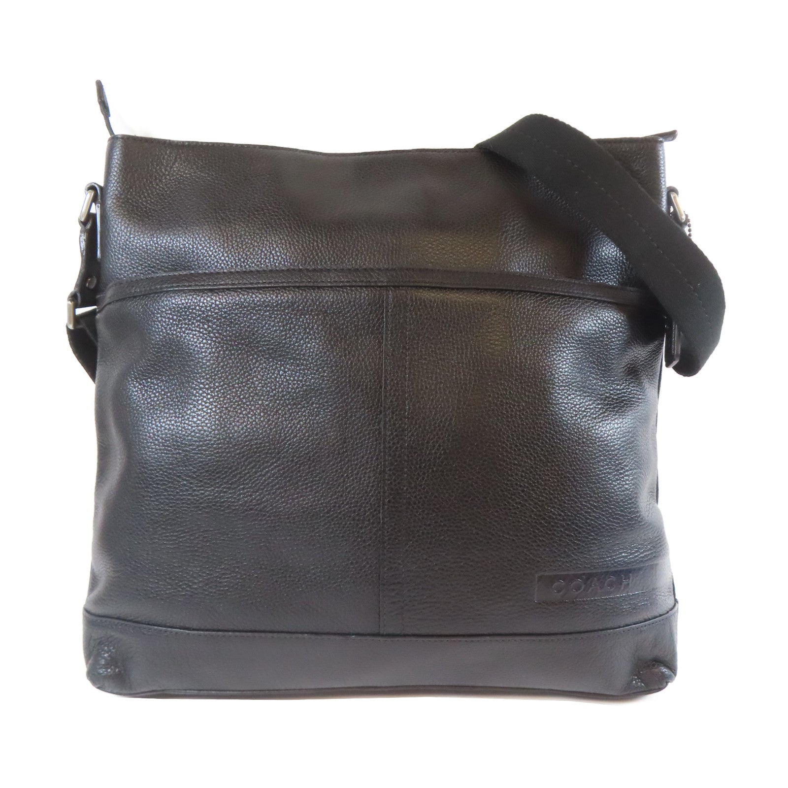 COACH 【激減優惠】牛皮皮革Shoulder Bag銀扣肩背袋黑色