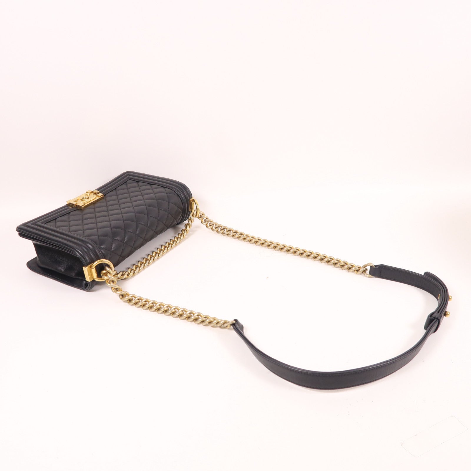 CHANEL【激減優惠】 羊皮皮革Boy 25cm金扣鏈帶肩背袋