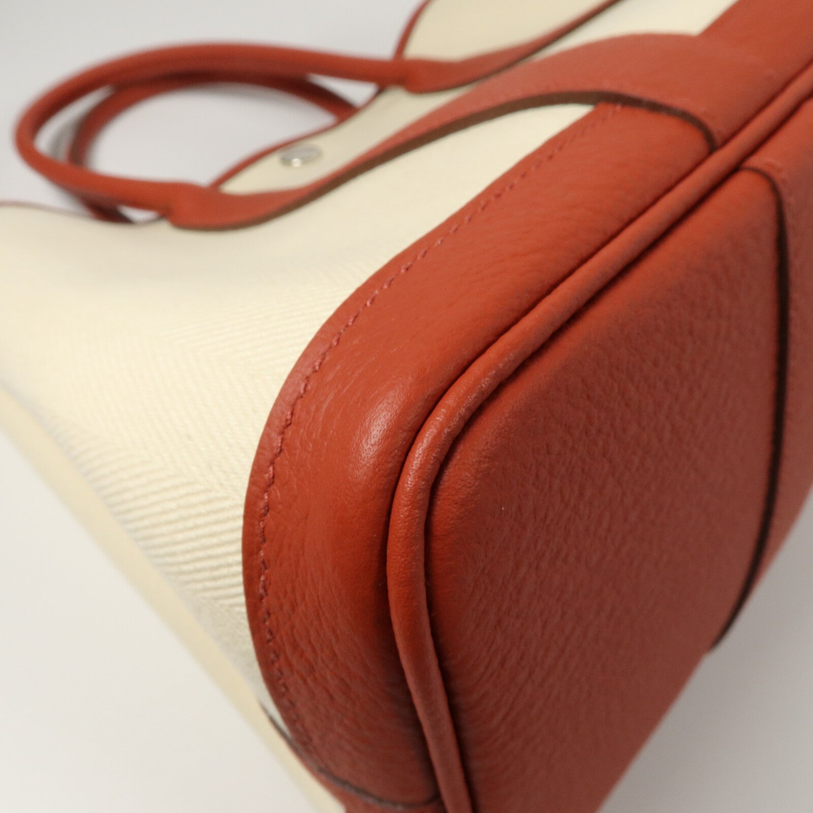 HERMES ToileChevron/Country皮革Garden Party TPM手挽袋Rouge Duchesse/Nata