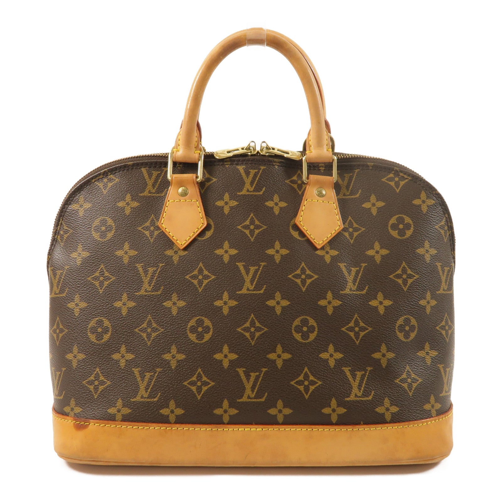 LOUIS VUITTON Monogram Alma PM金扣手挽袋棕色