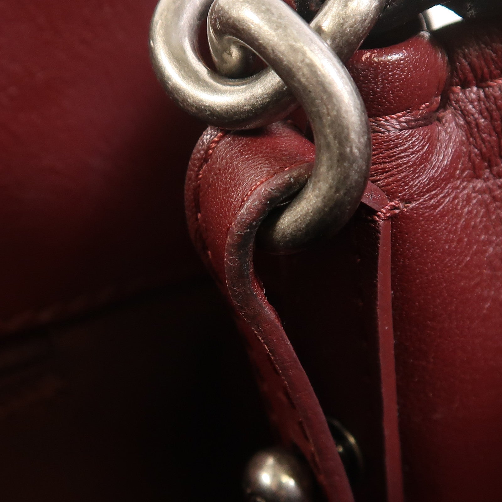 CHANEL 牛皮皮革2 Way Shoulder銀扣手挽肩背兩用袋