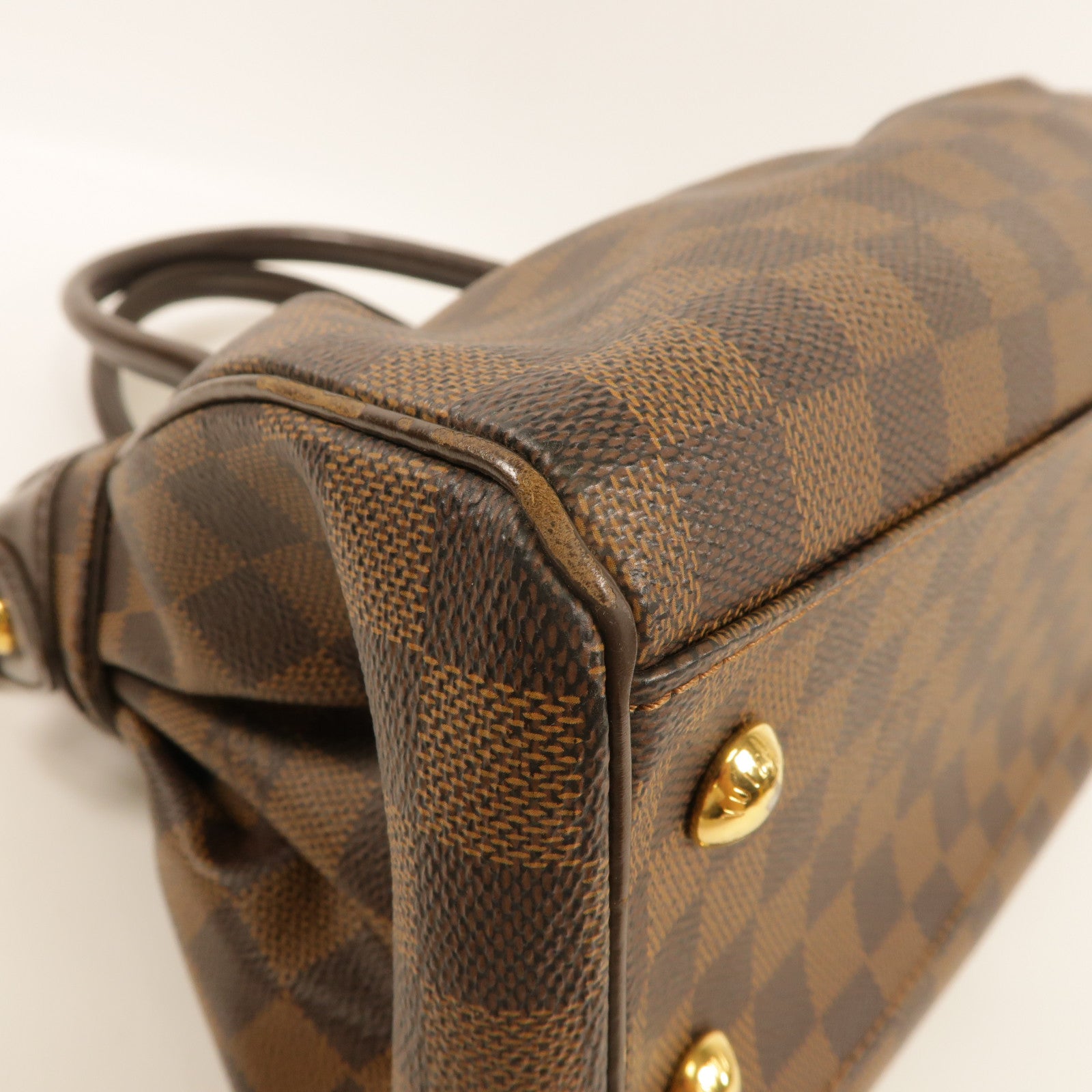LOUIS VUITTON Damier Trevi金扣手挽肩背兩用袋棕色