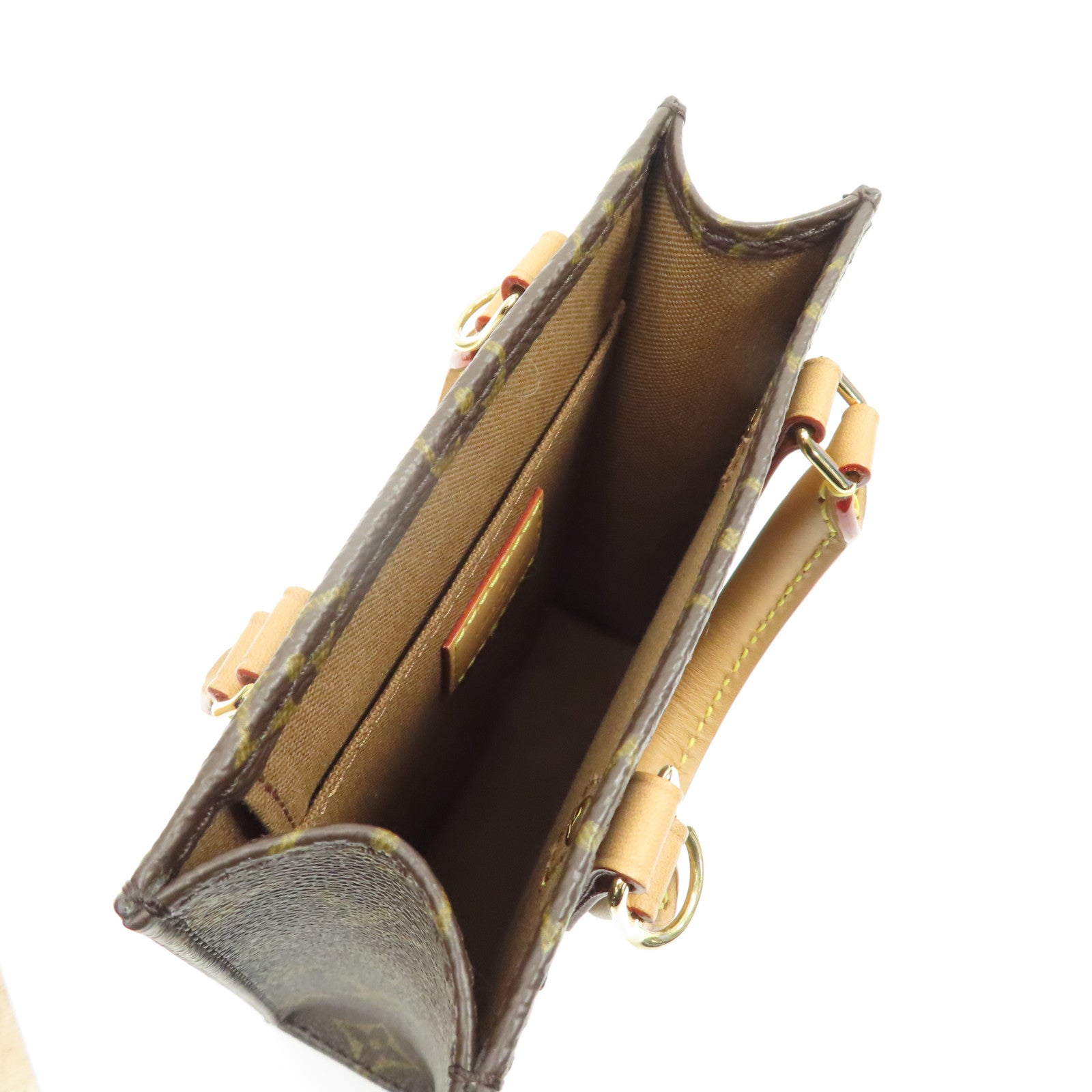 LOUIS VUITTON 【激減優惠】Monogram Petit Sac Plat 2 Way Shoulder金扣手挽肩背兩用袋啡色