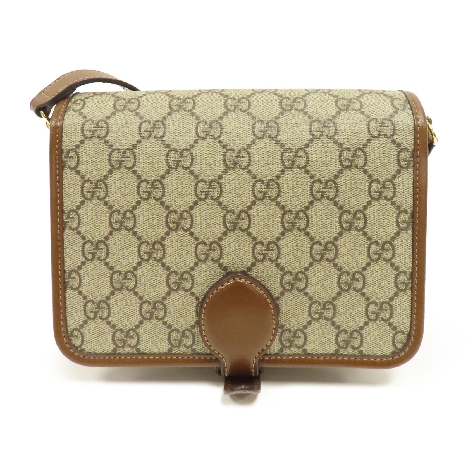 GUCCI 塗層帆布Shoulder Bag金扣肩背袋啡色