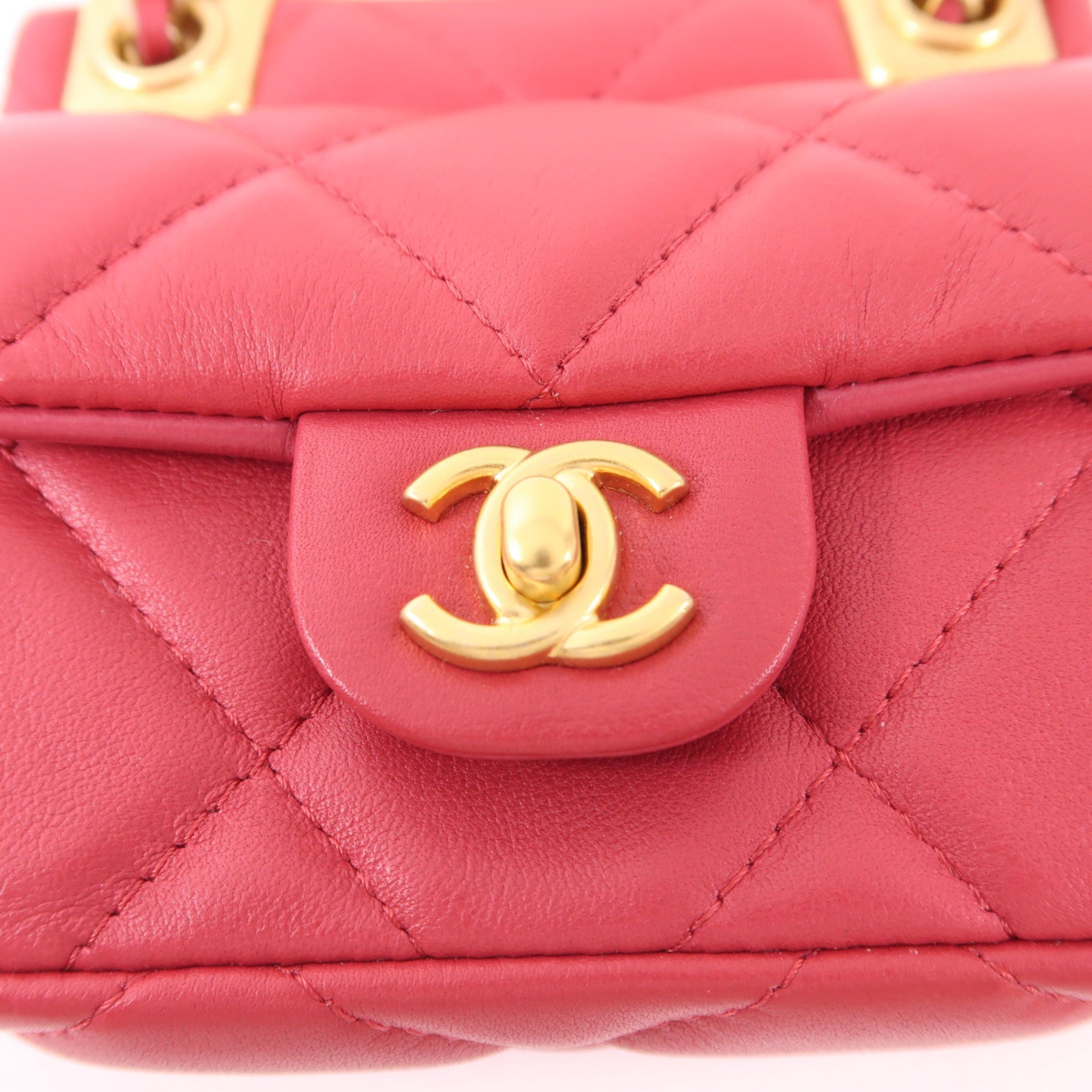CHANEL 羊皮皮革Mini Top Handle金扣手挽肩背兩用袋