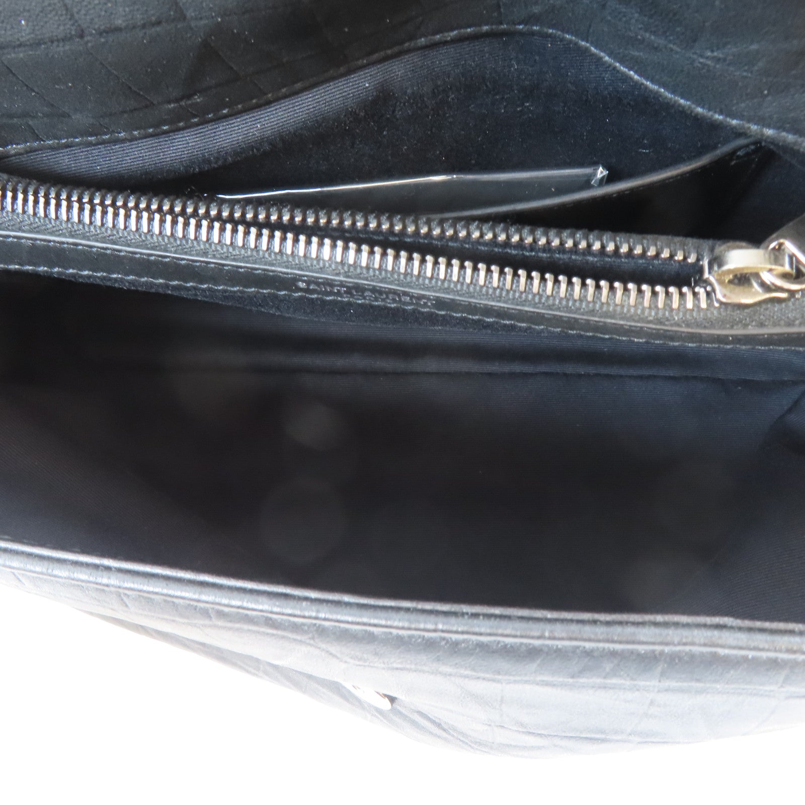 SAINT LAURENT 牛皮皮革West Hollywood銀扣肩背袋黑色