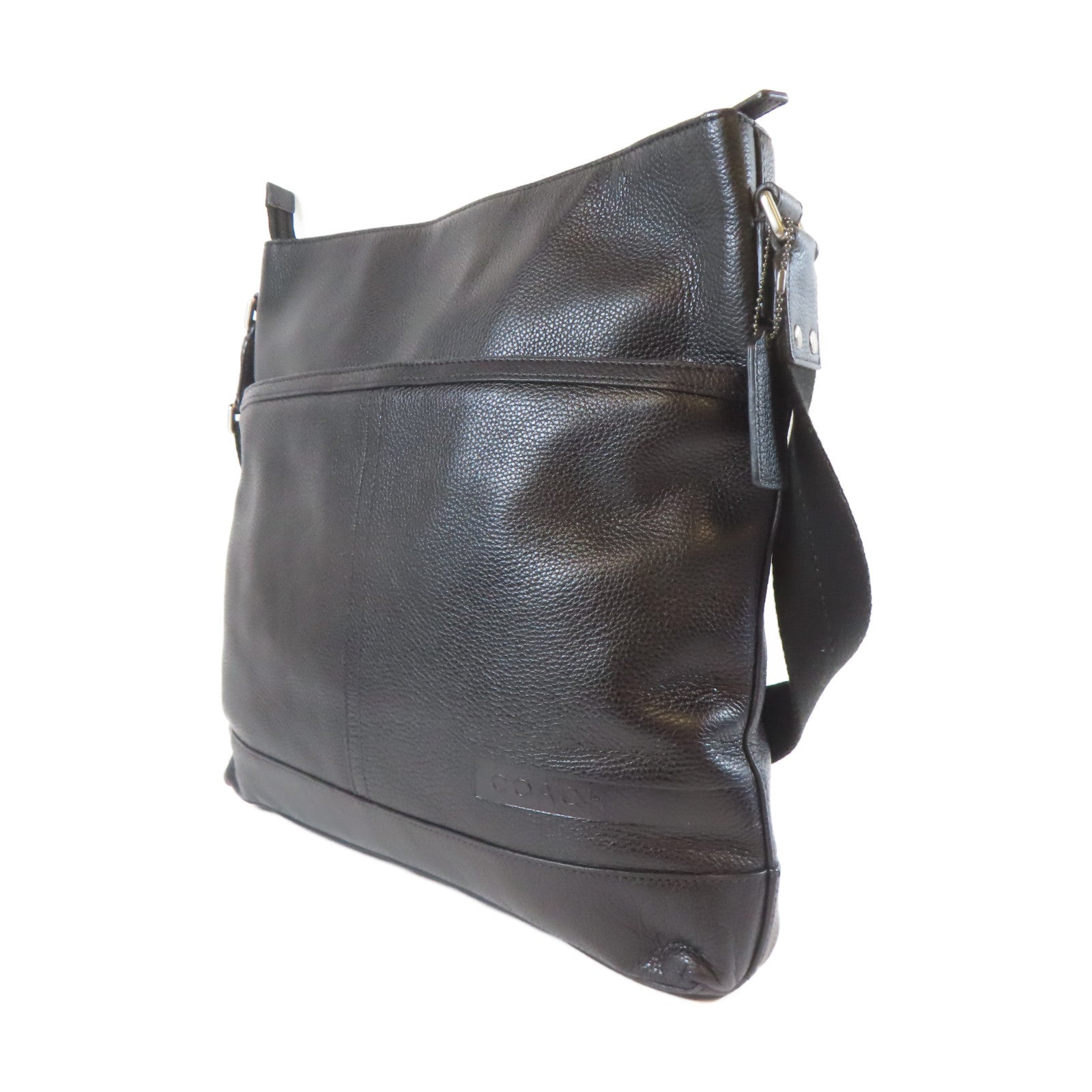 COACH 【激減優惠】牛皮皮革Shoulder Bag銀扣肩背袋黑色