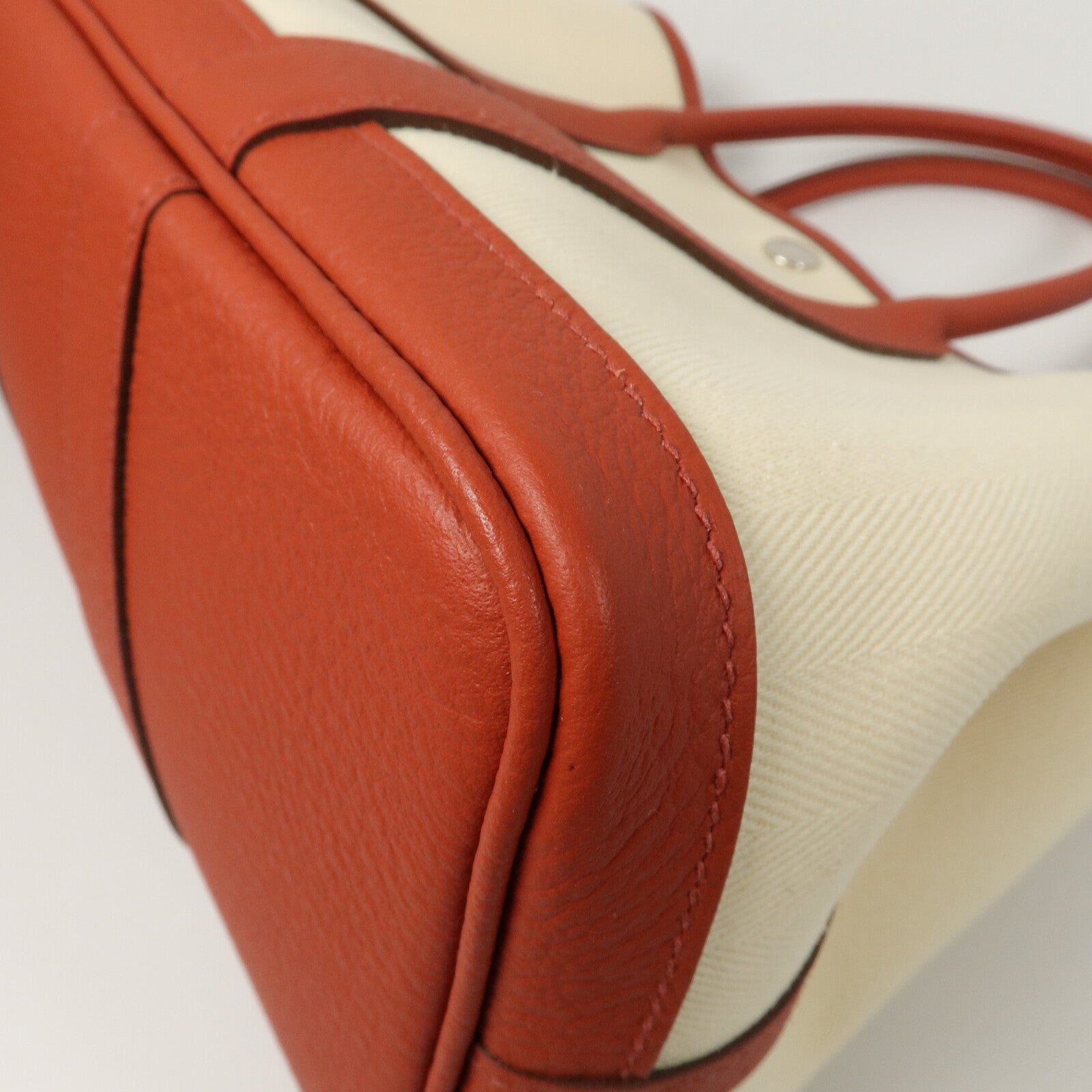 HERMES ToileChevron/Country皮革Garden Party TPM手挽袋Rouge Duchesse/Nata