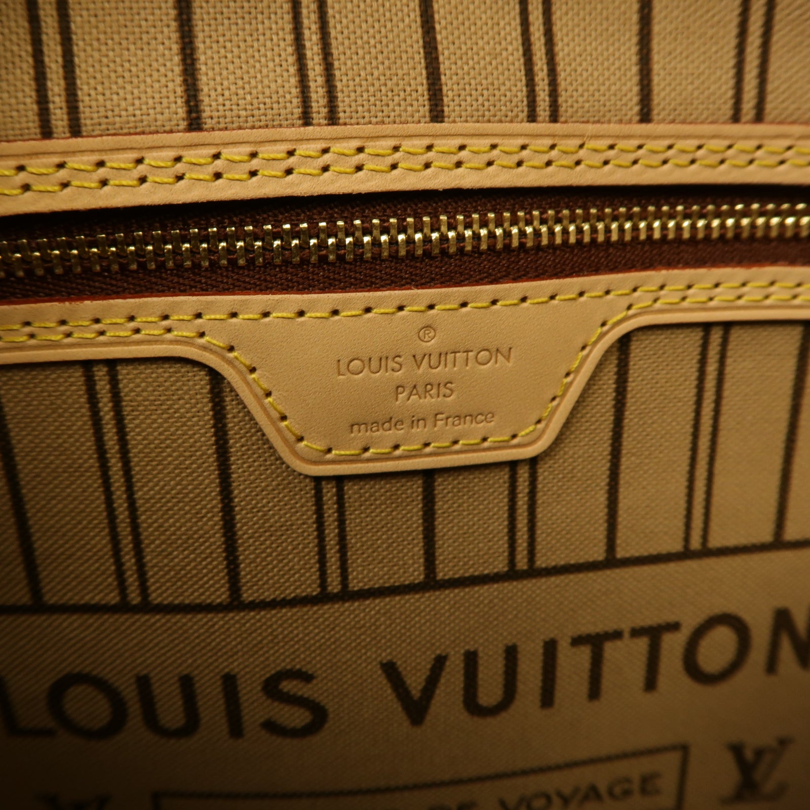 LOUIS VUITTON Monogram Neverfull MM金扣手挽袋棕色