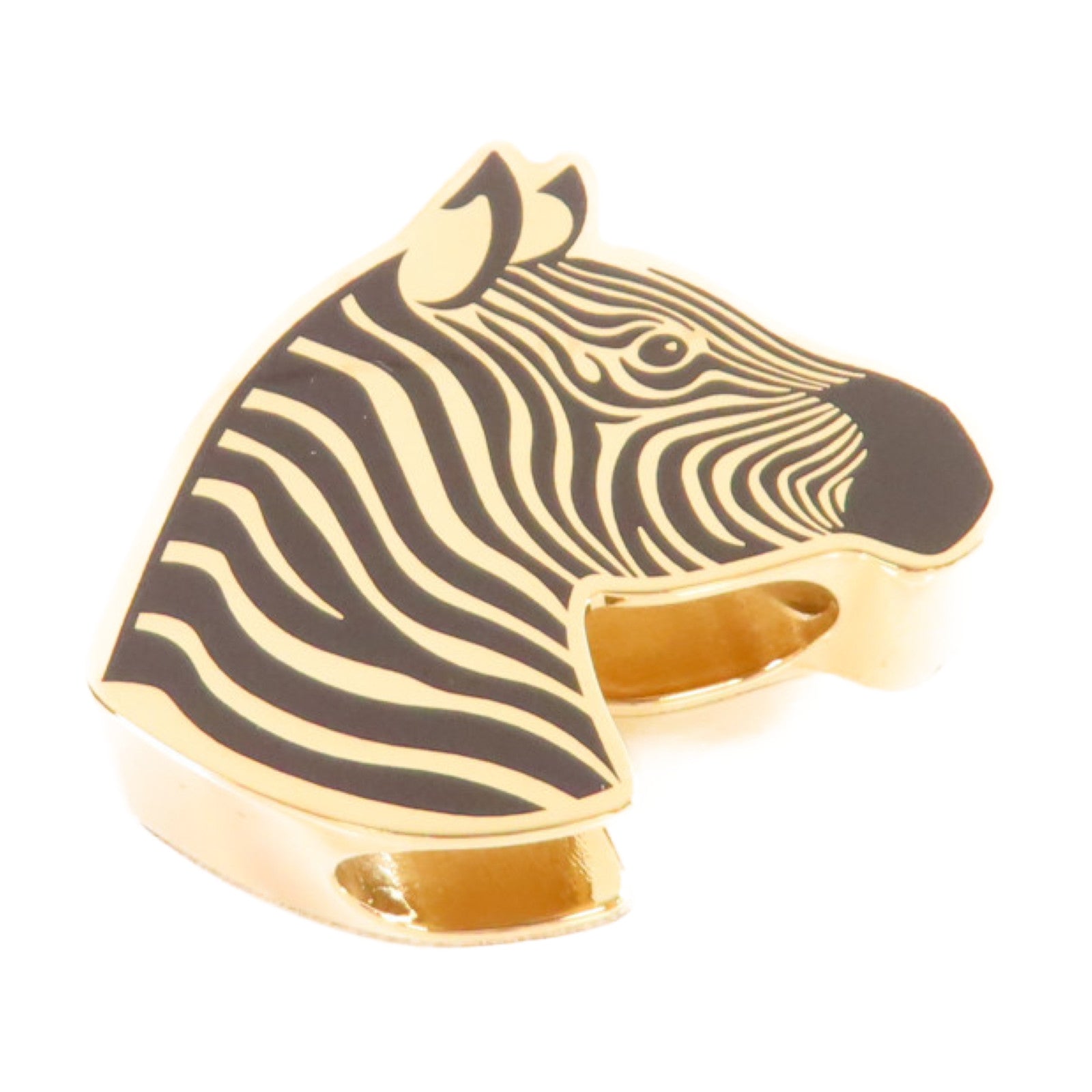 HERMES 金屬Zebra Scarf Ring 90絲巾扣金色/黑色