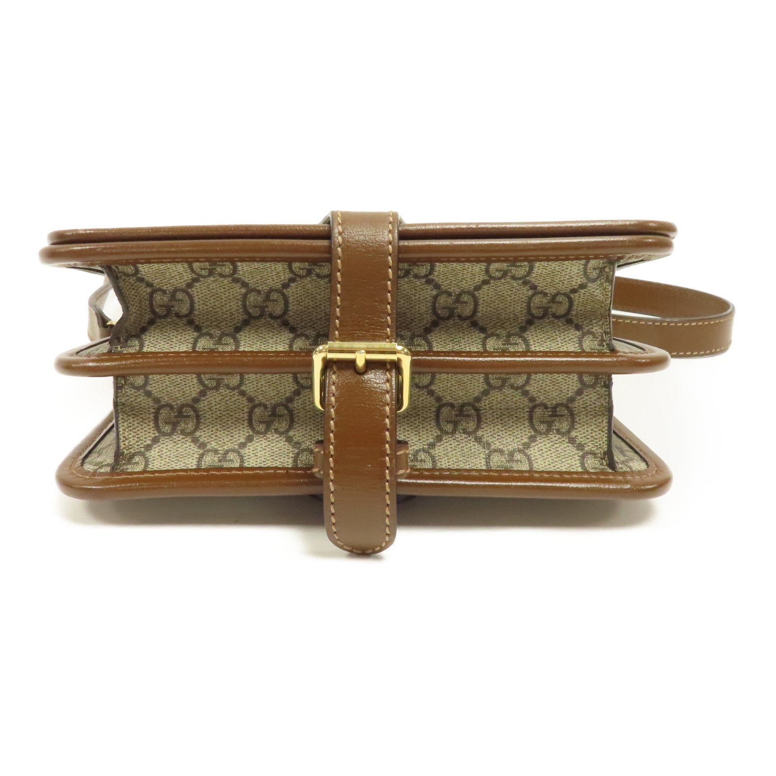 GUCCI 塗層帆布Shoulder Bag金扣肩背袋啡色