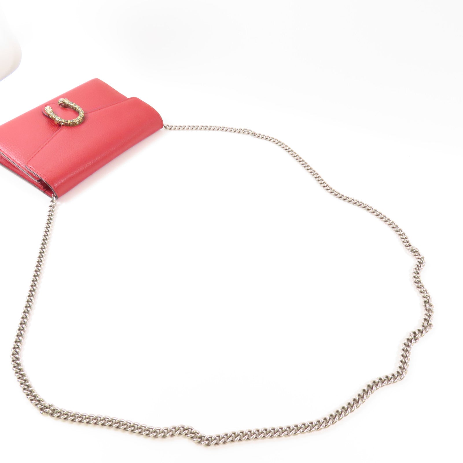 GUCCI GG Dionysus GG Supreme Chain Wallet Shoulder Bag 401231 Calfskin Red