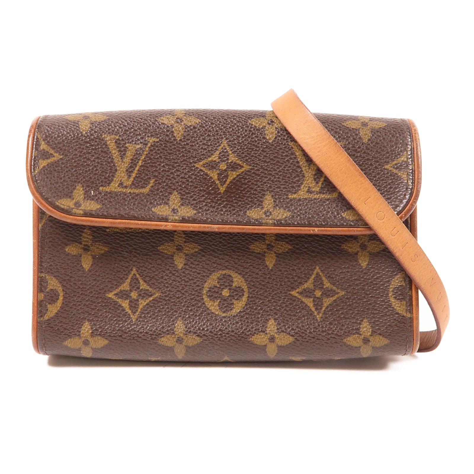 LOUIS VUITTON Monogram Pochette Florentine金扣腰包棕色