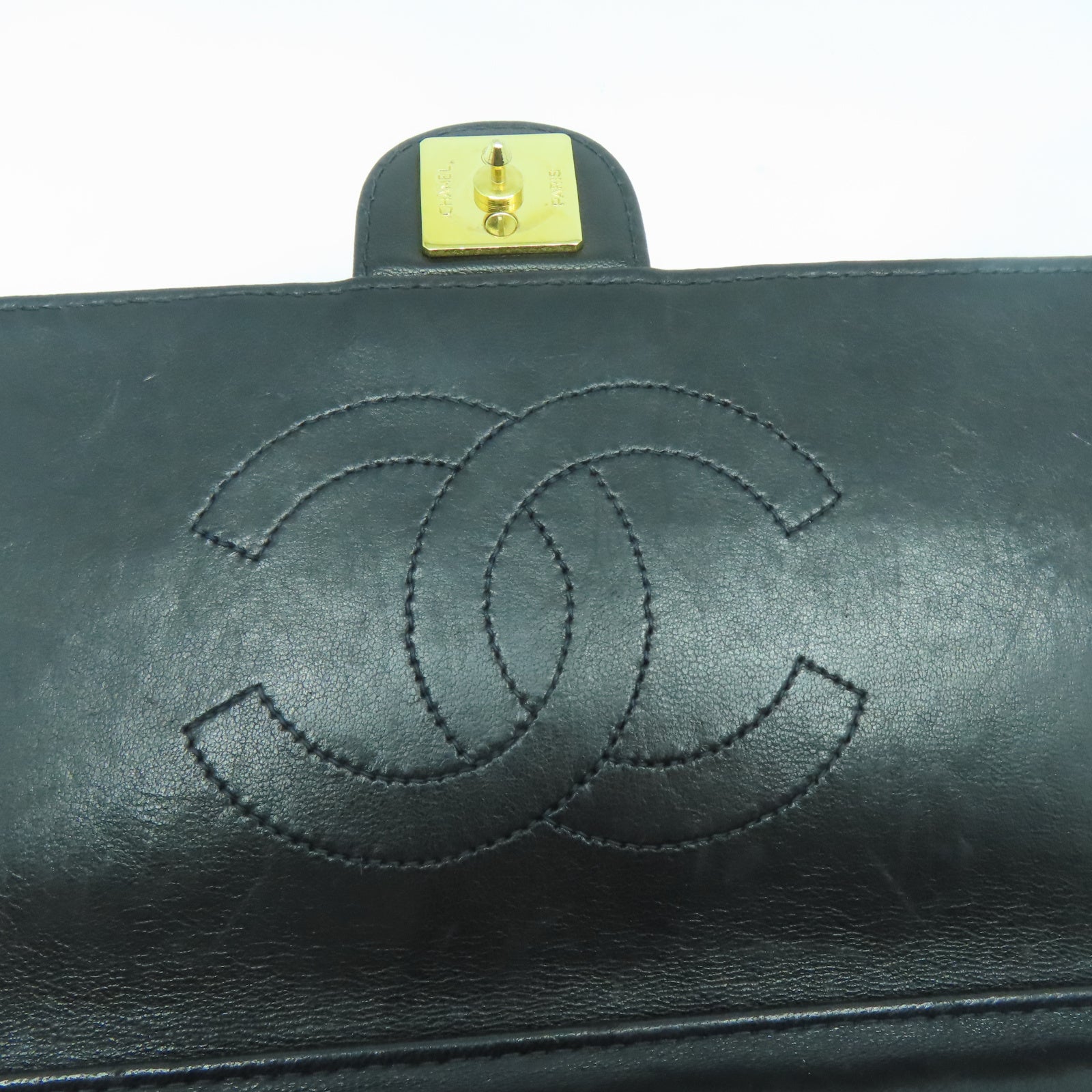 CHANEL 【激減優惠】菱格羊皮皮革Chain Shoulder金扣鏈帶肩背袋黑色