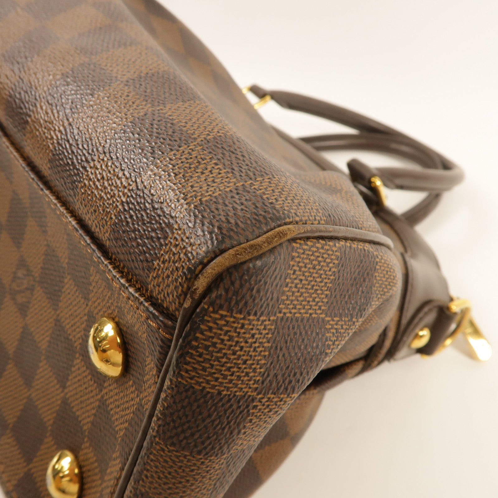 LOUIS VUITTON Damier Trevi金扣手挽肩背兩用袋棕色
