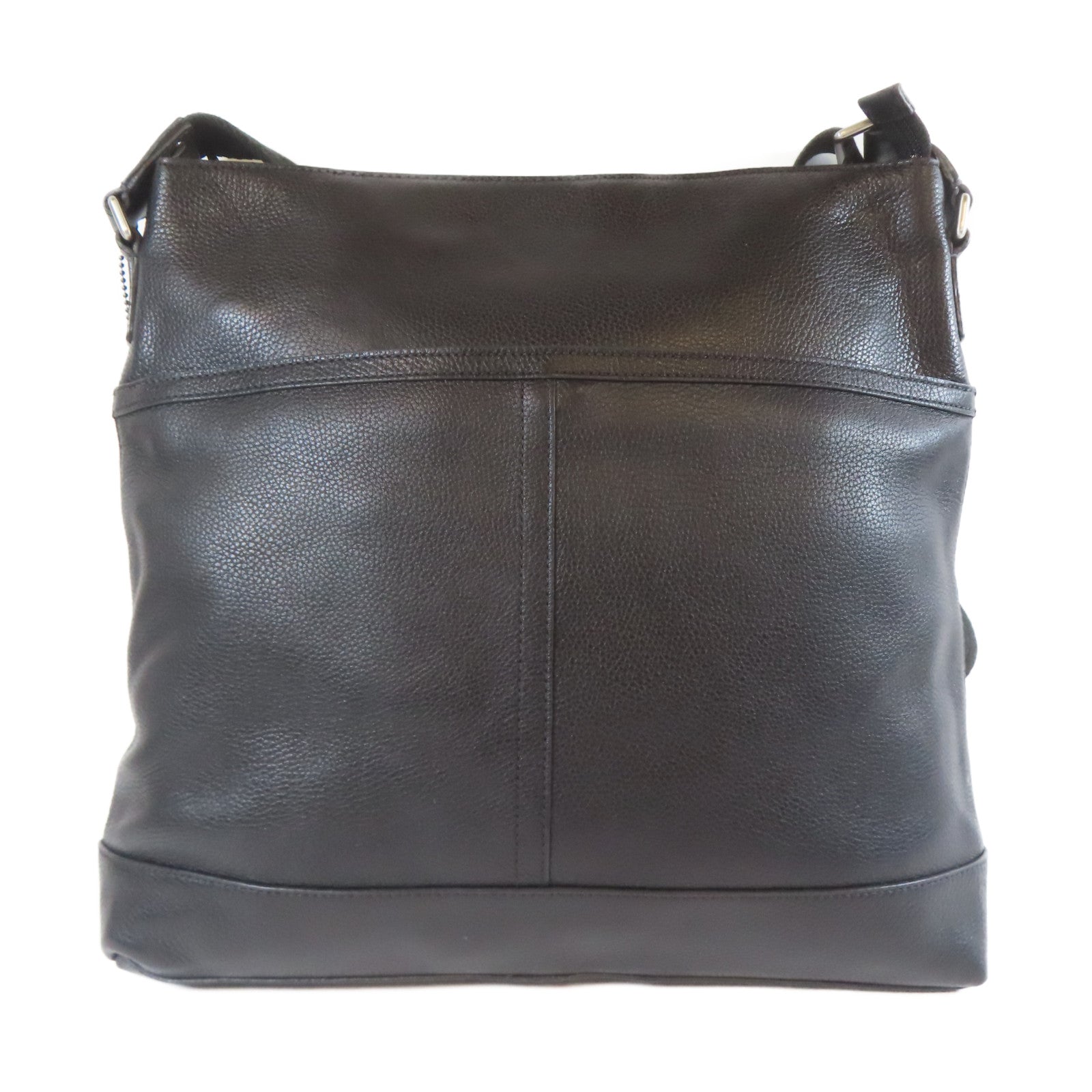 COACH 【激減優惠】牛皮皮革Shoulder Bag銀扣肩背袋黑色