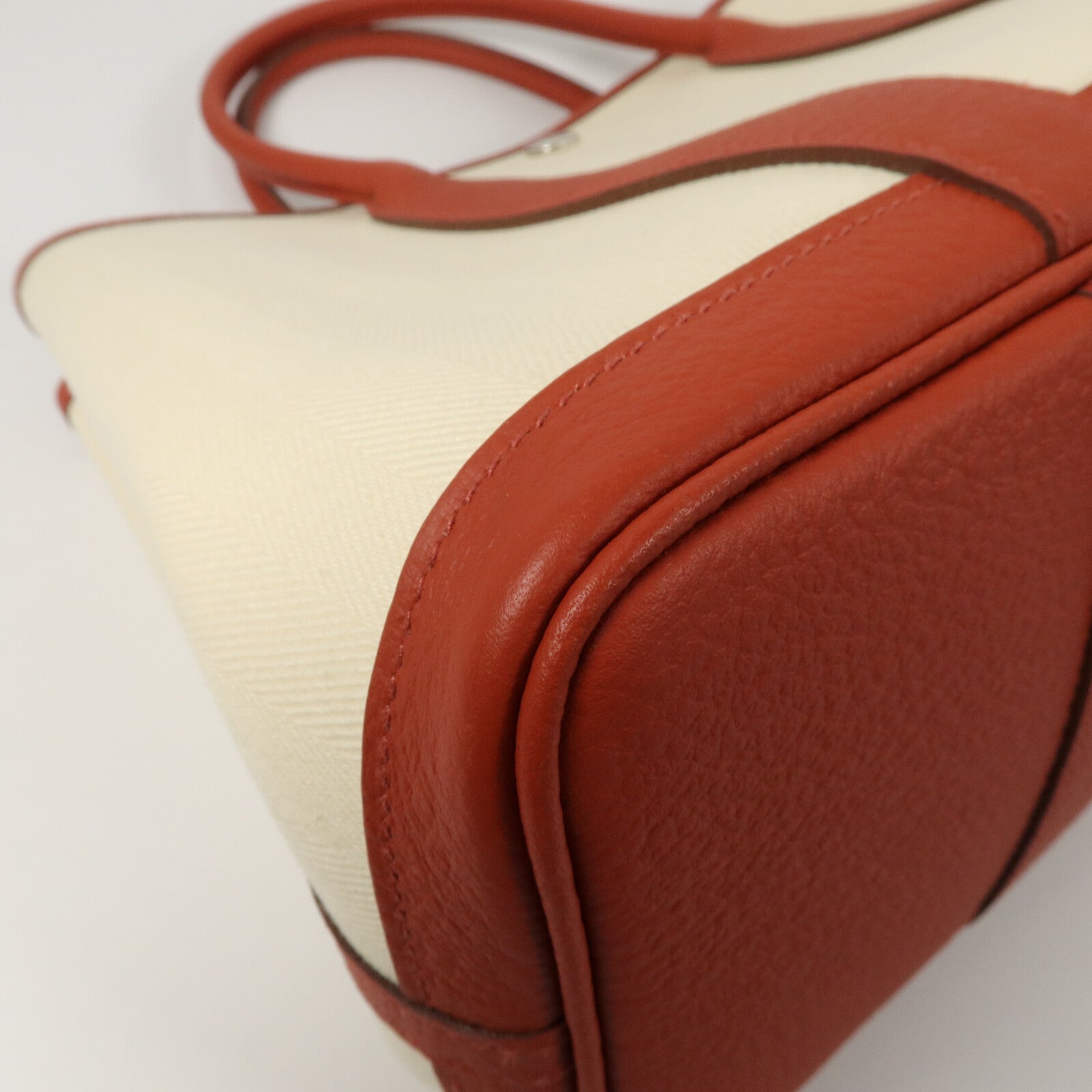 HERMES ToileChevron/Country皮革Garden Party TPM手挽袋Rouge Duchesse/Nata