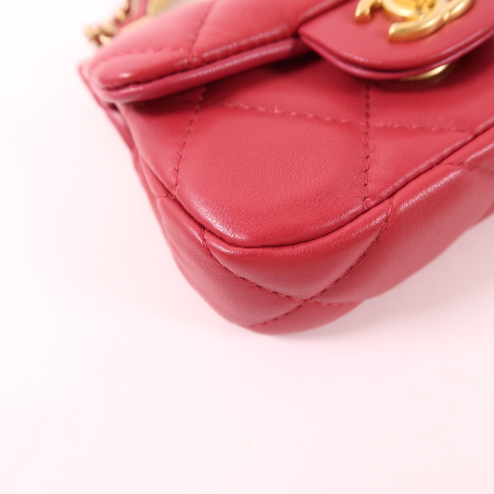 CHANEL 羊皮皮革Mini Top Handle金扣手挽肩背兩用袋