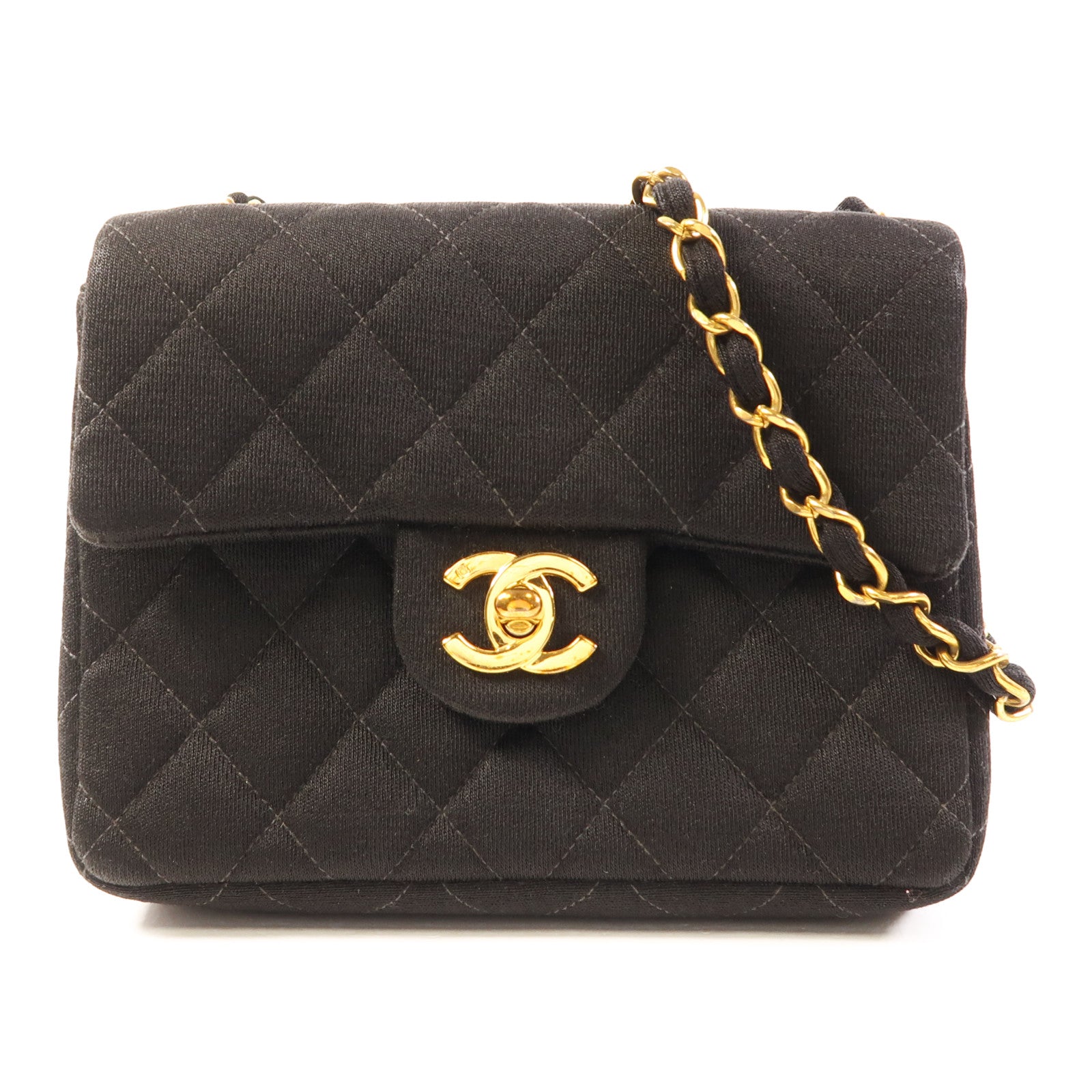 CHANEL 帆布Mini Classic 17金扣鏈帶肩背袋