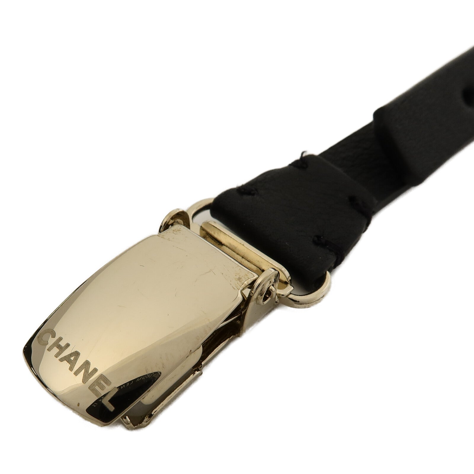 CHANEL 金屬/牛皮皮革Suspenders背帶