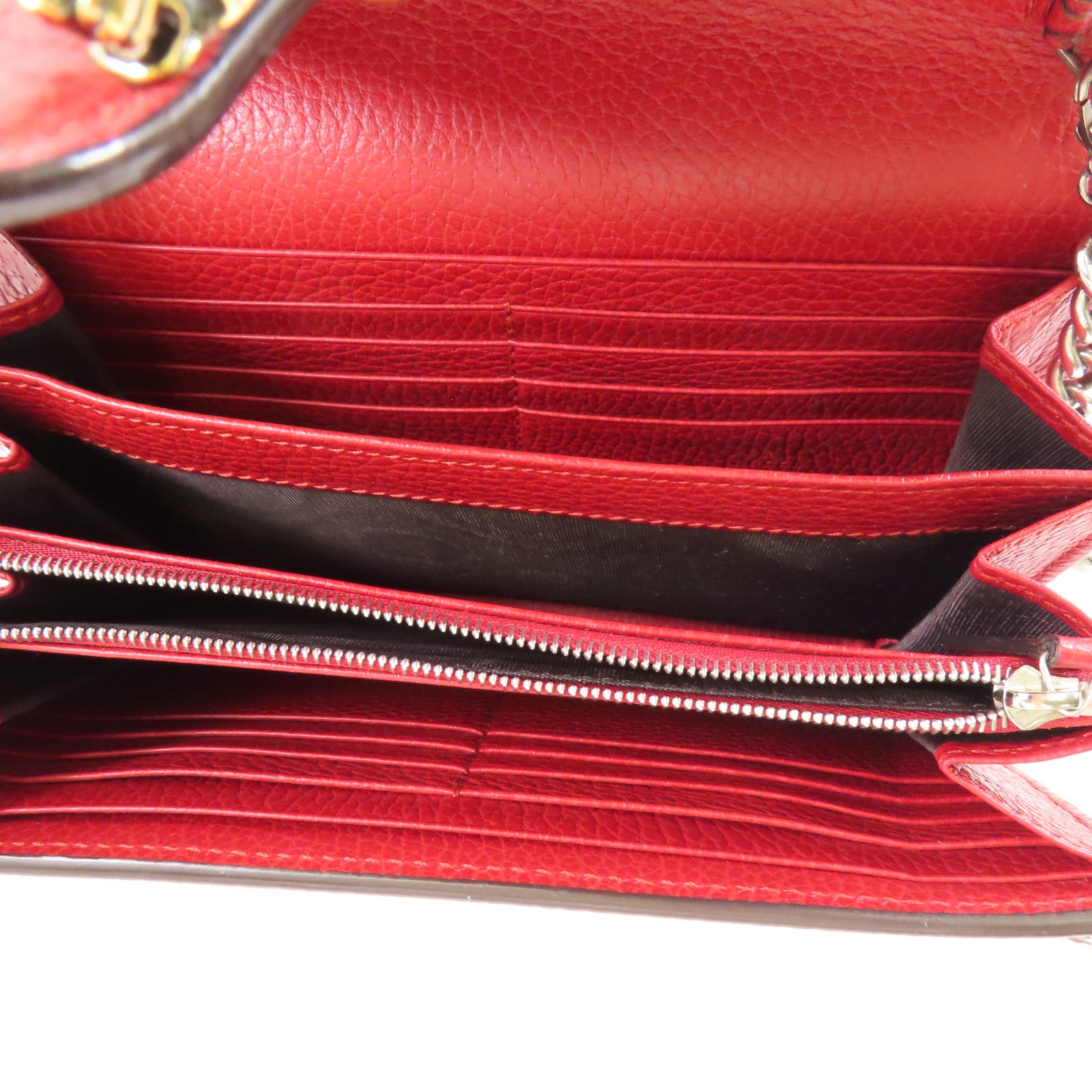 GUCCI GG Dionysus GG Supreme Chain Wallet Shoulder Bag 401231 Calfskin Red