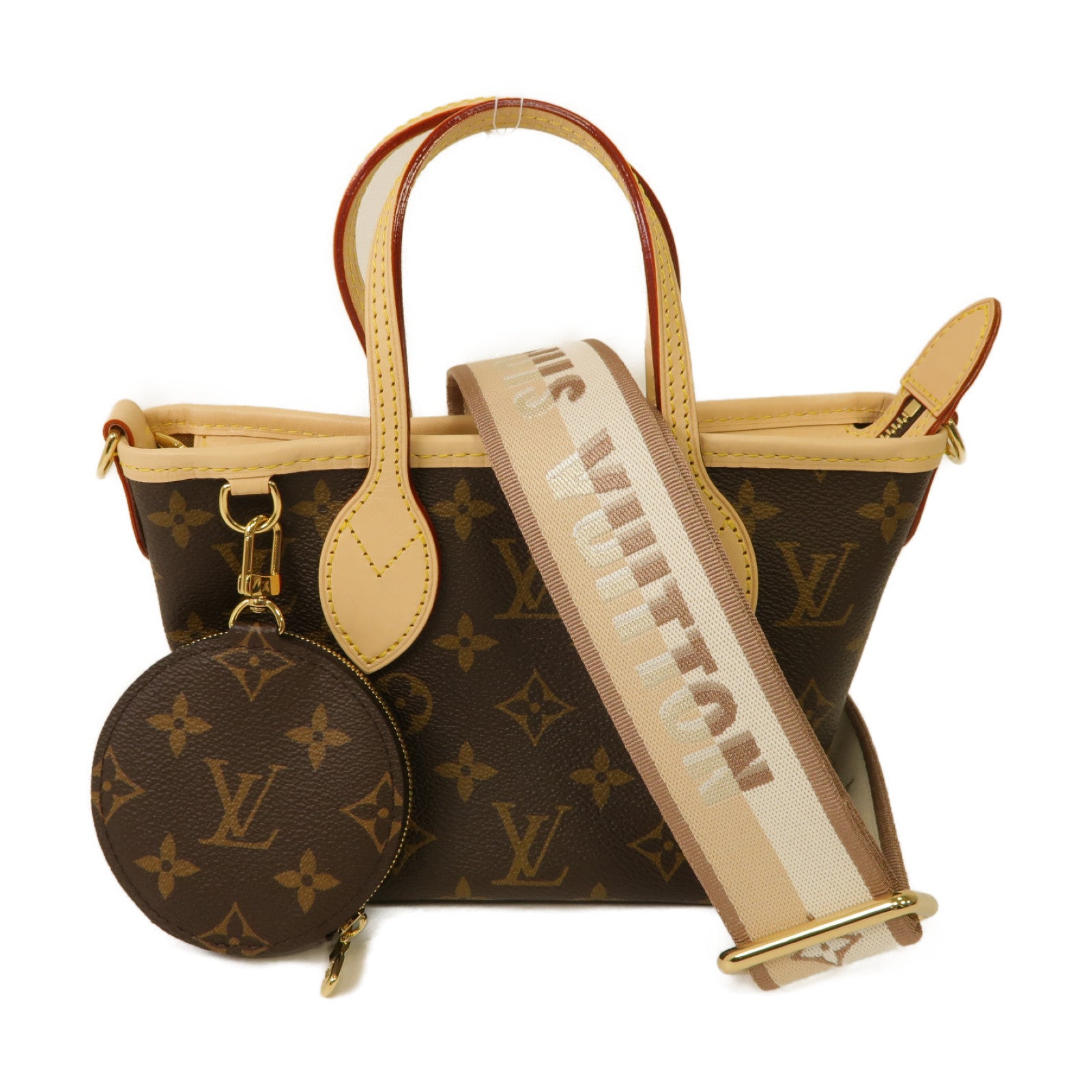 LOUIS VUITTON Monogram Neverfull BB金扣手挽肩背兩用袋棕色