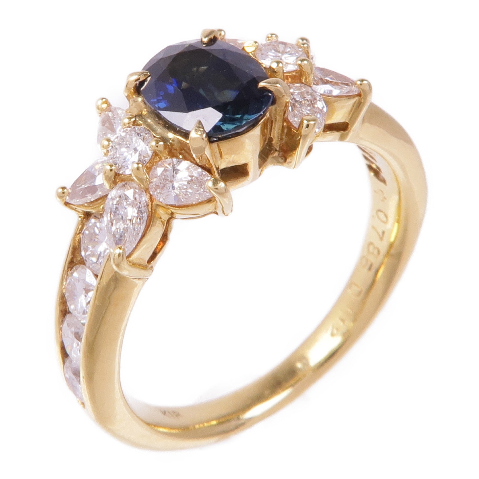 JEWELRY 18K黃金Sapphire Diamond Ring藍寶石/鑽石戒指US#6.25