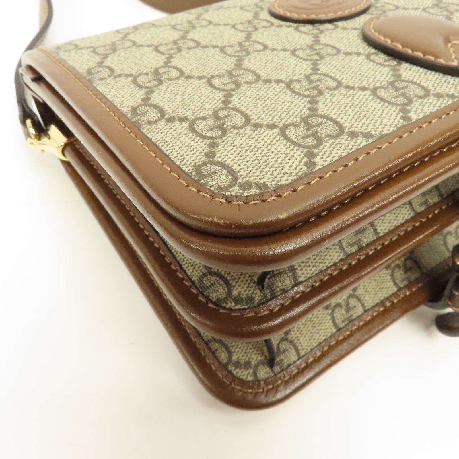 GUCCI 塗層帆布Shoulder Bag金扣肩背袋啡色