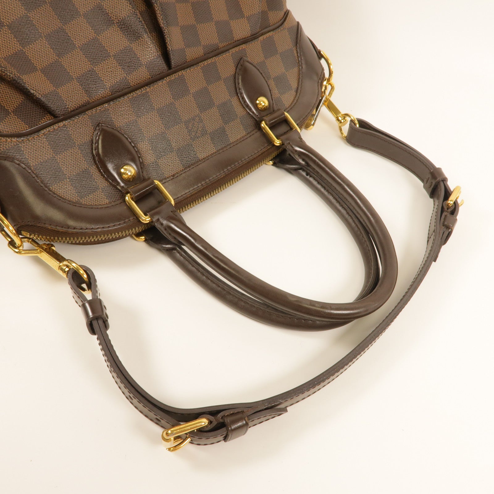 LOUIS VUITTON 【激減優惠】Damier Trevi金扣手挽肩背兩用袋棕色