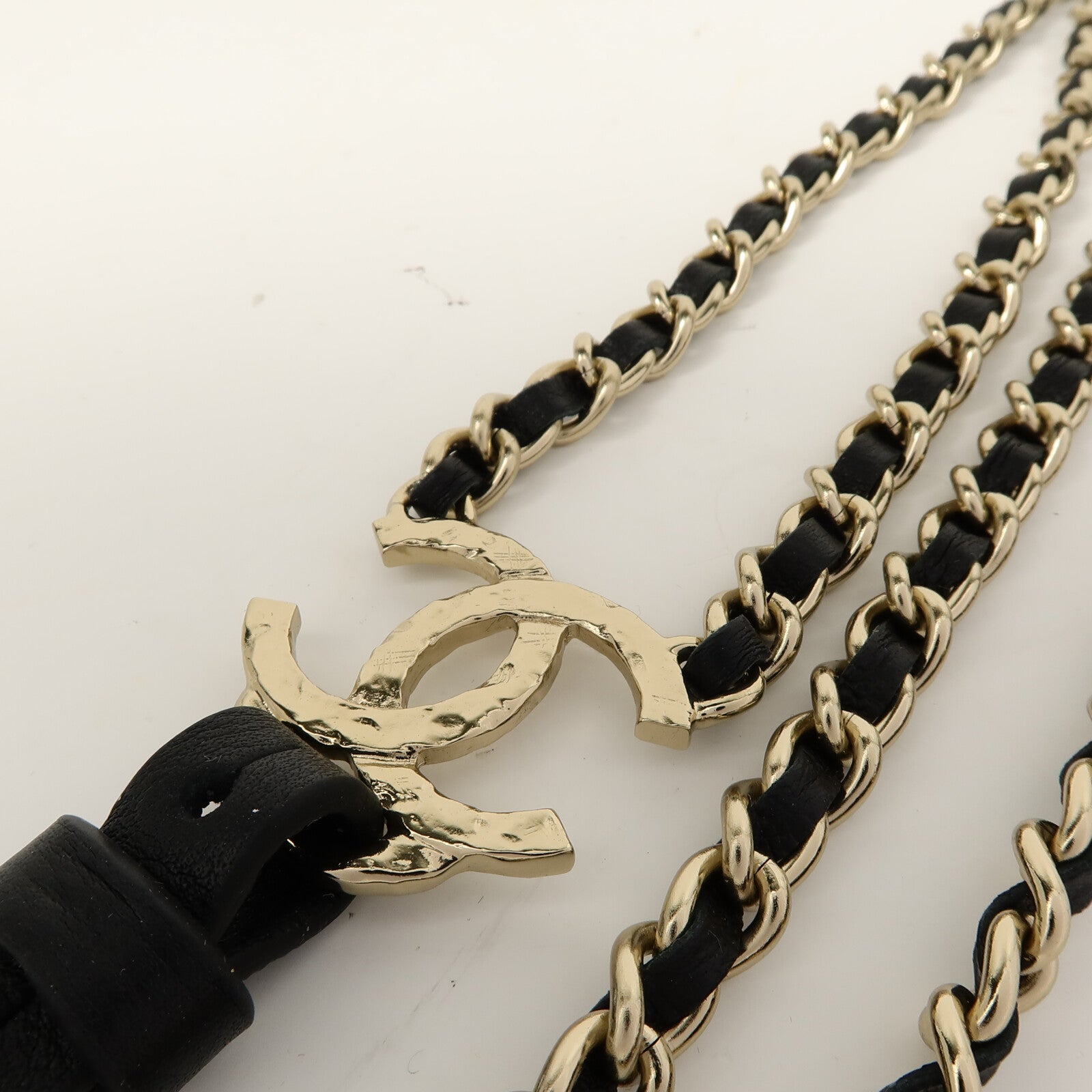 CHANEL 金屬/牛皮皮革Suspenders背帶