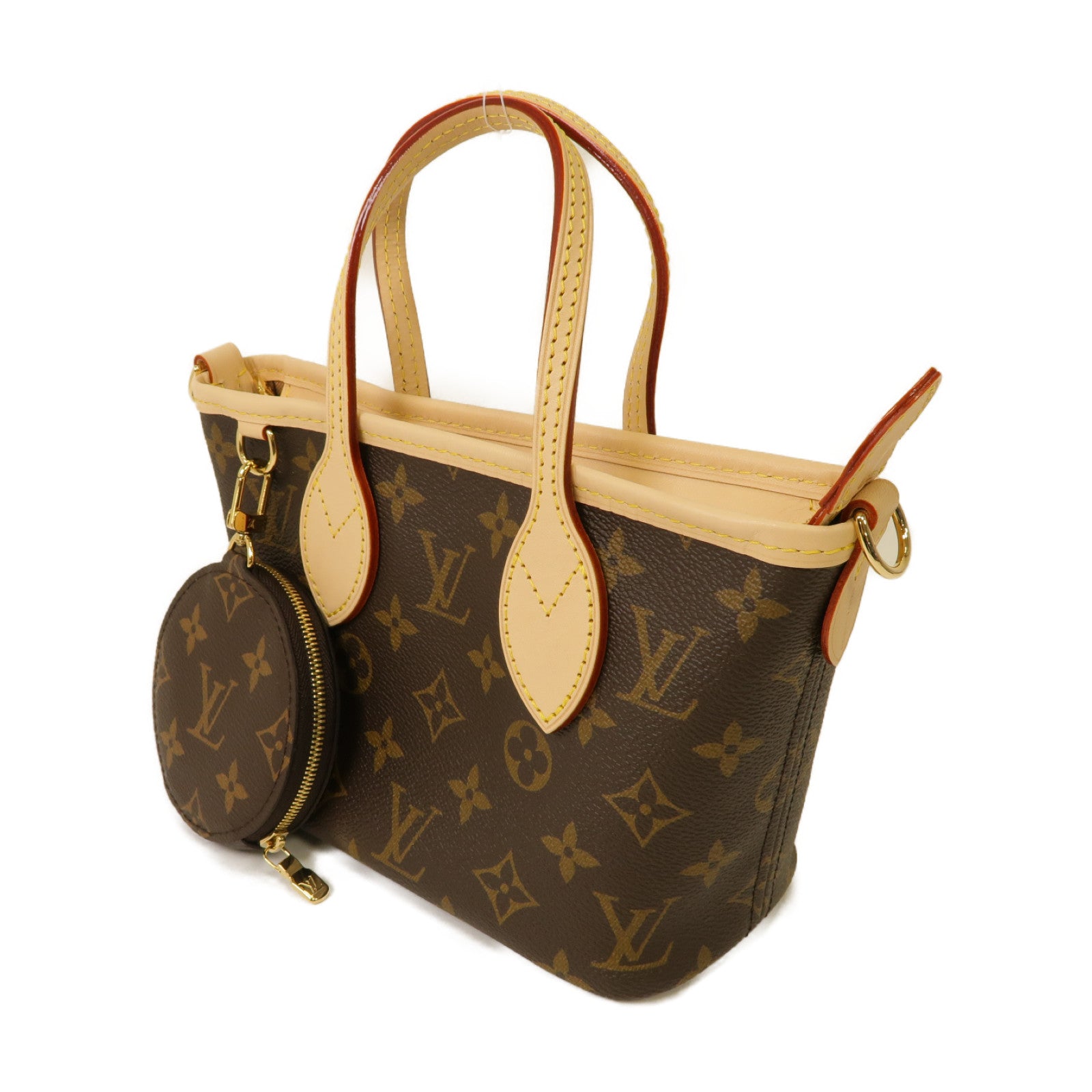 LOUIS VUITTON Monogram Neverfull BB金扣手挽肩背兩用袋棕色