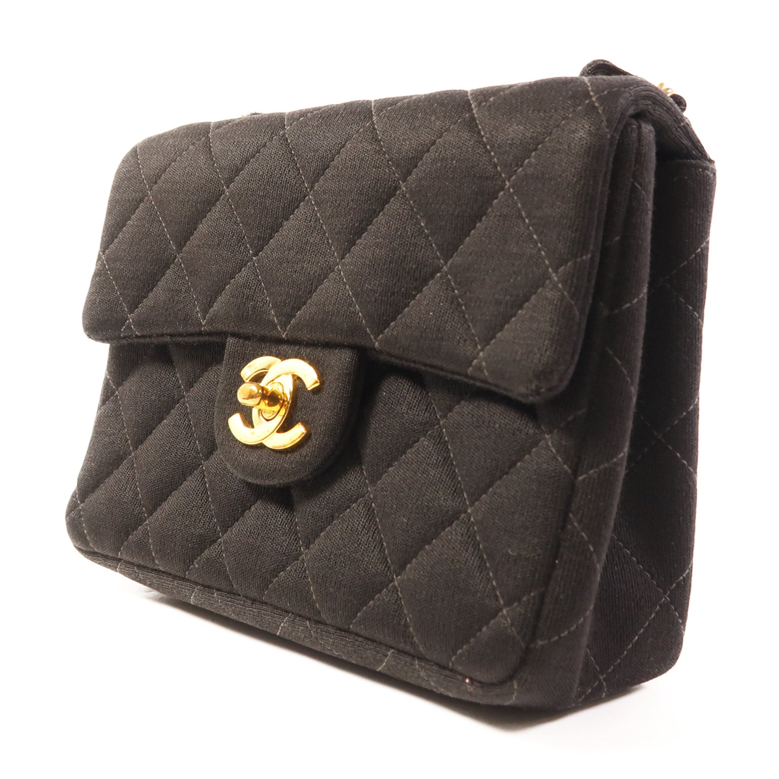 CHANEL 帆布Mini Classic 17金扣鏈帶肩背袋