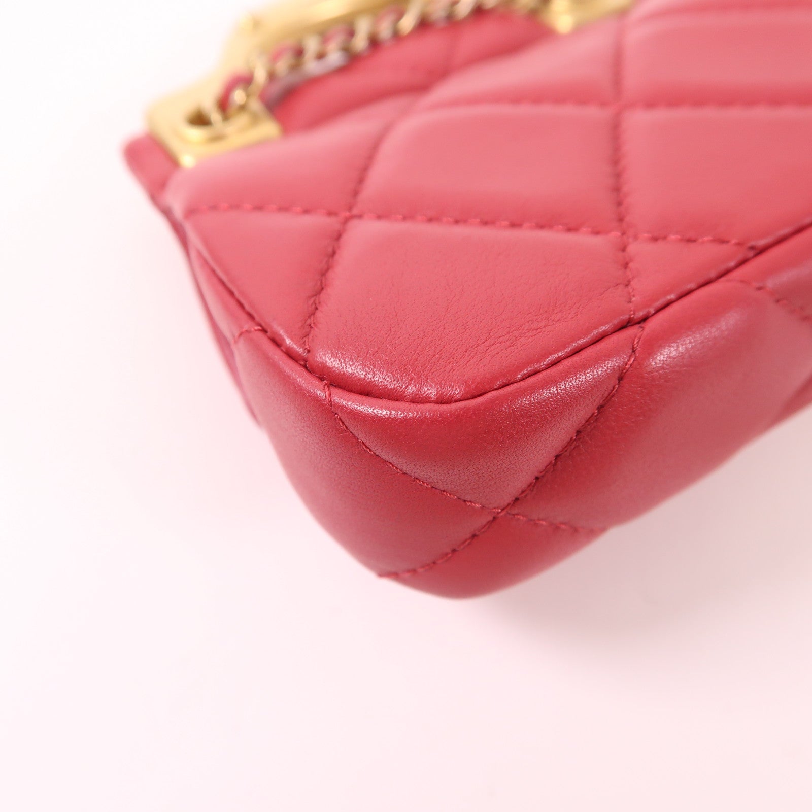CHANEL 羊皮皮革Mini Top Handle金扣手挽肩背兩用袋