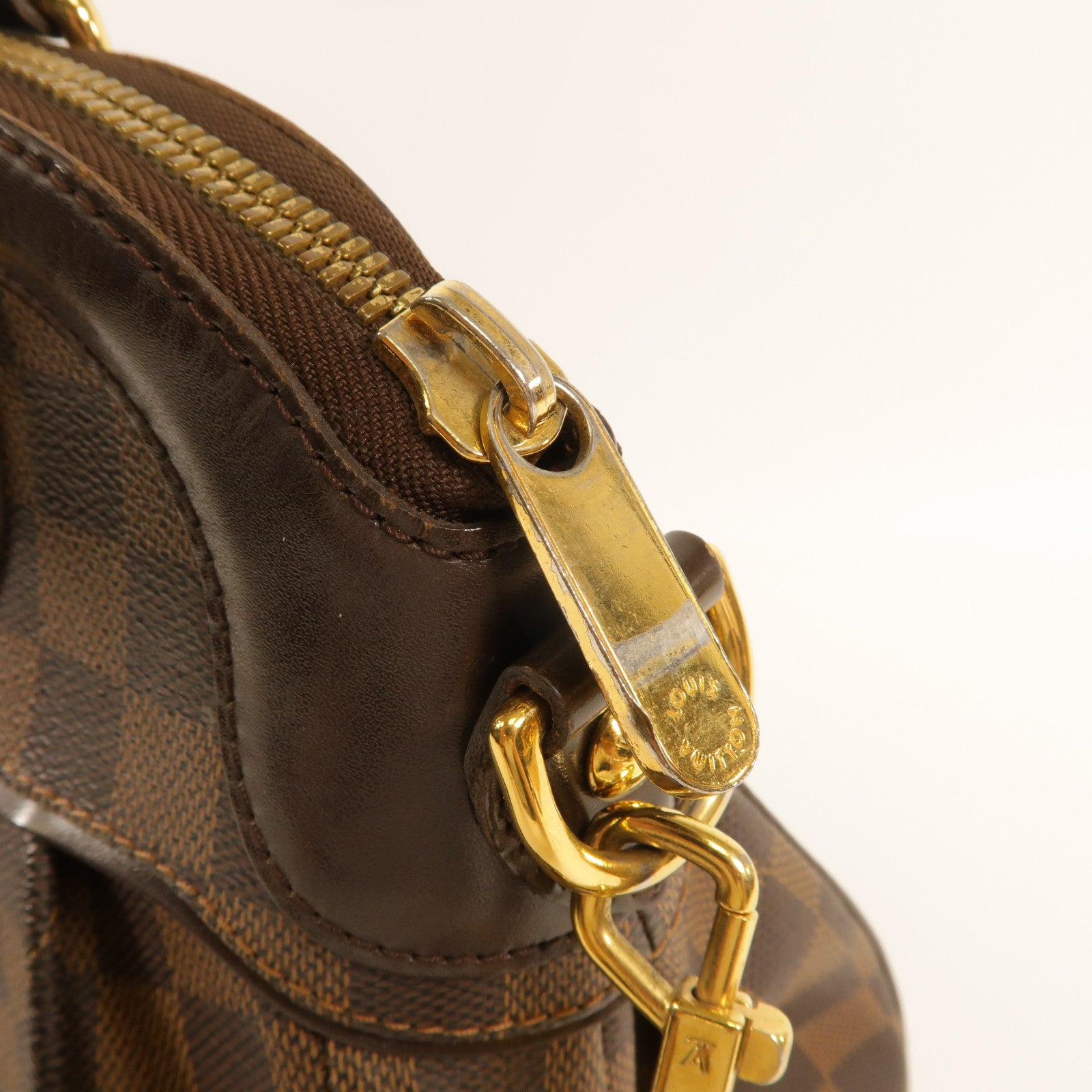 LOUIS VUITTON Damier Trevi金扣手挽肩背兩用袋棕色
