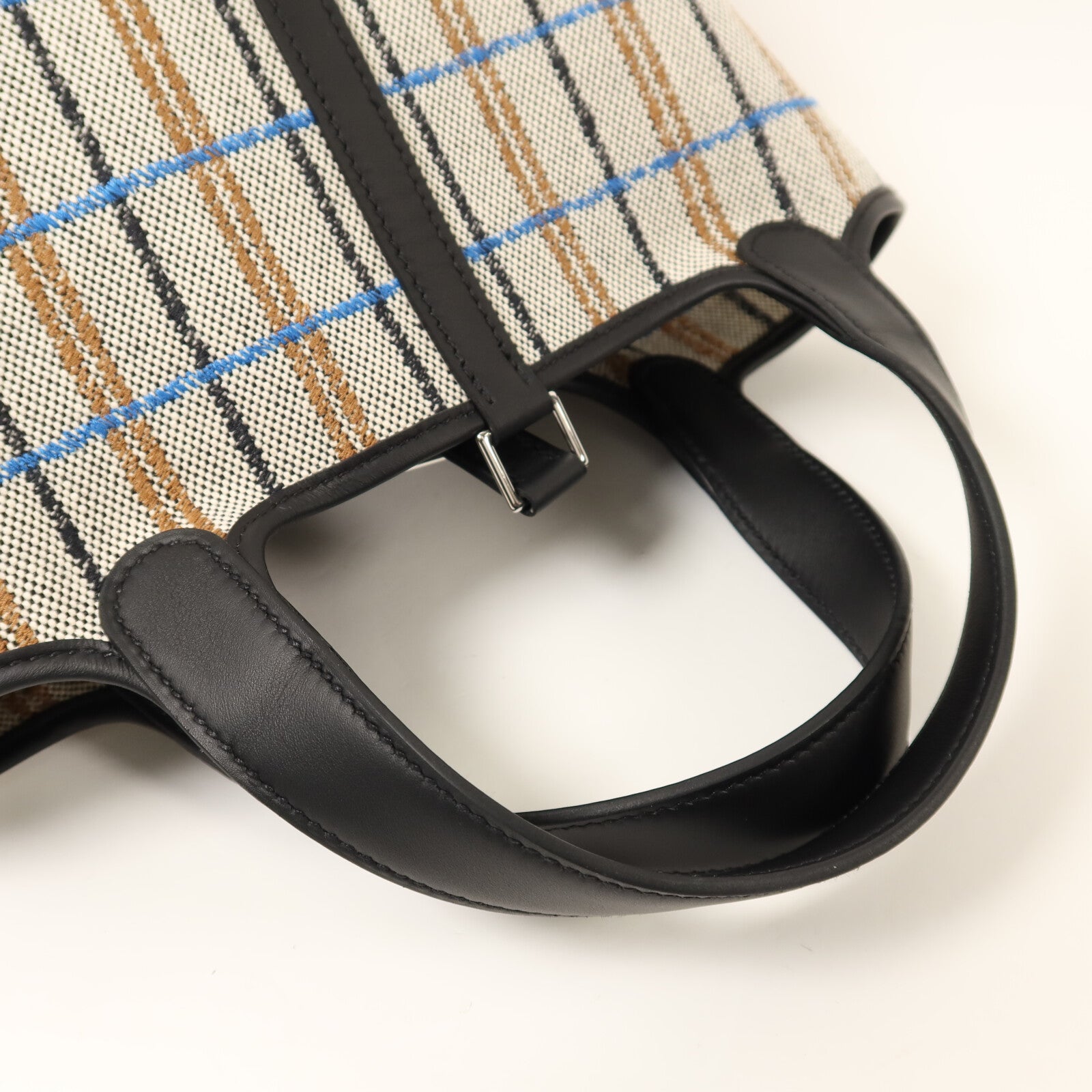 HERMES 帆布/Swift皮革Picotin PM銀扣手挽袋Ecru/Black/Fauve