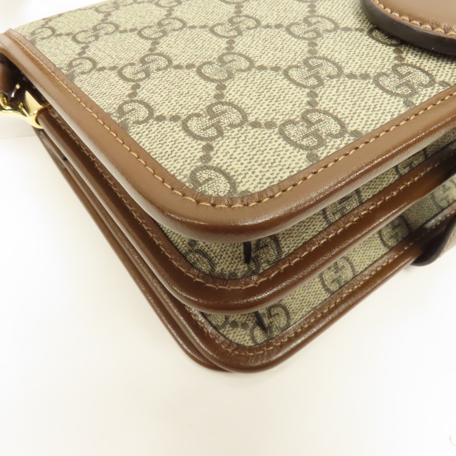 GUCCI 塗層帆布Shoulder Bag金扣肩背袋啡色