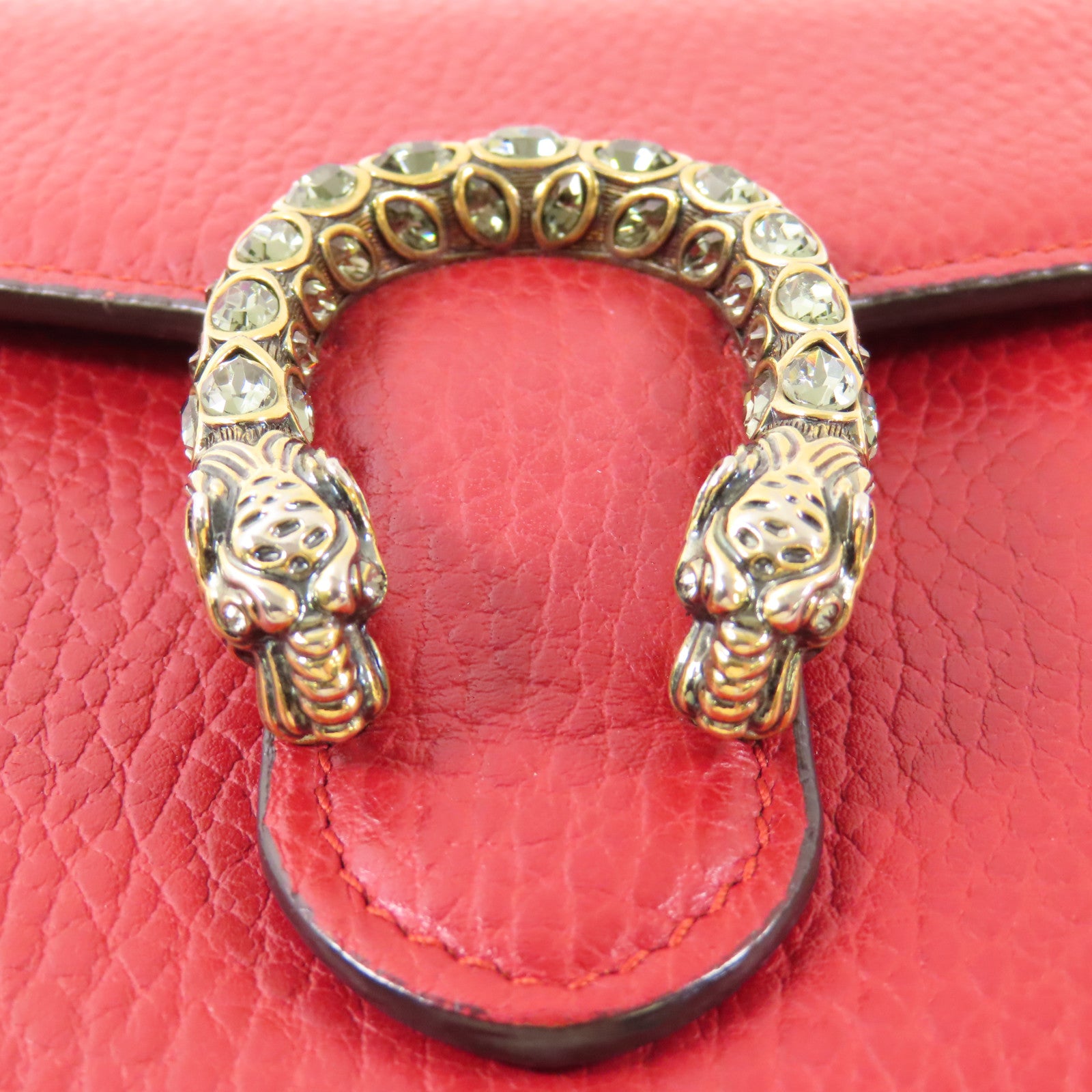 GUCCI GG Dionysus GG Supreme Chain Wallet Shoulder Bag 401231 Calfskin Red